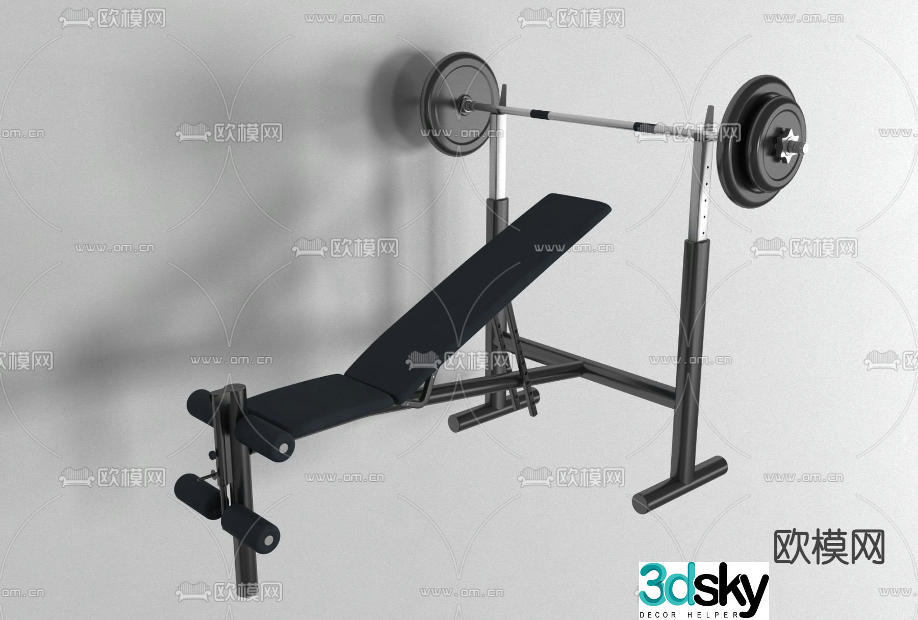 Modern fitness equipment free 3d model