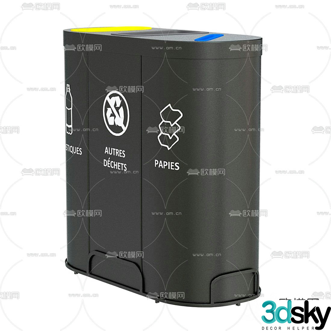 Modern public classification trash can 3d model