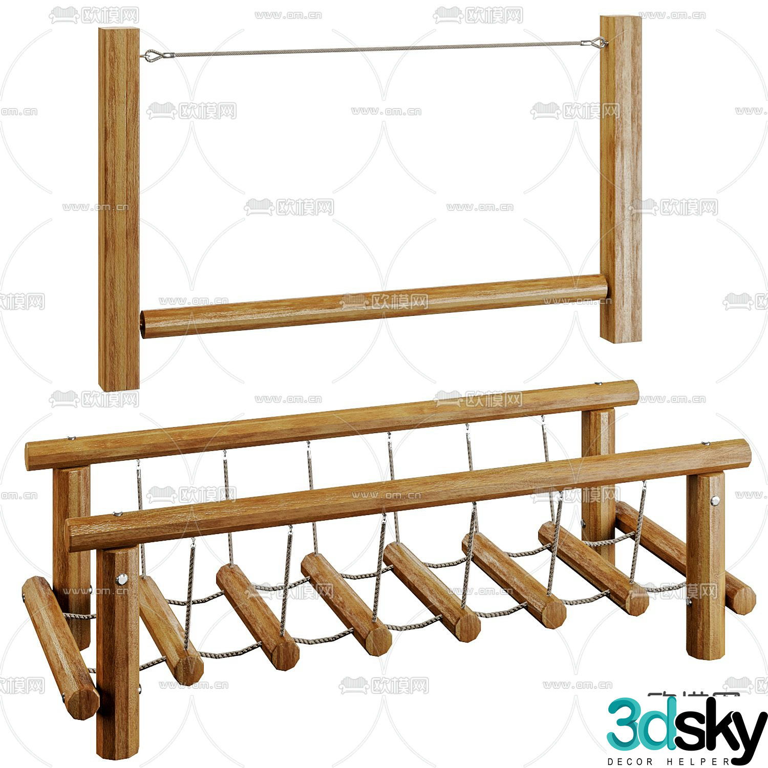 Modern balance beam fitness equipment 3d model