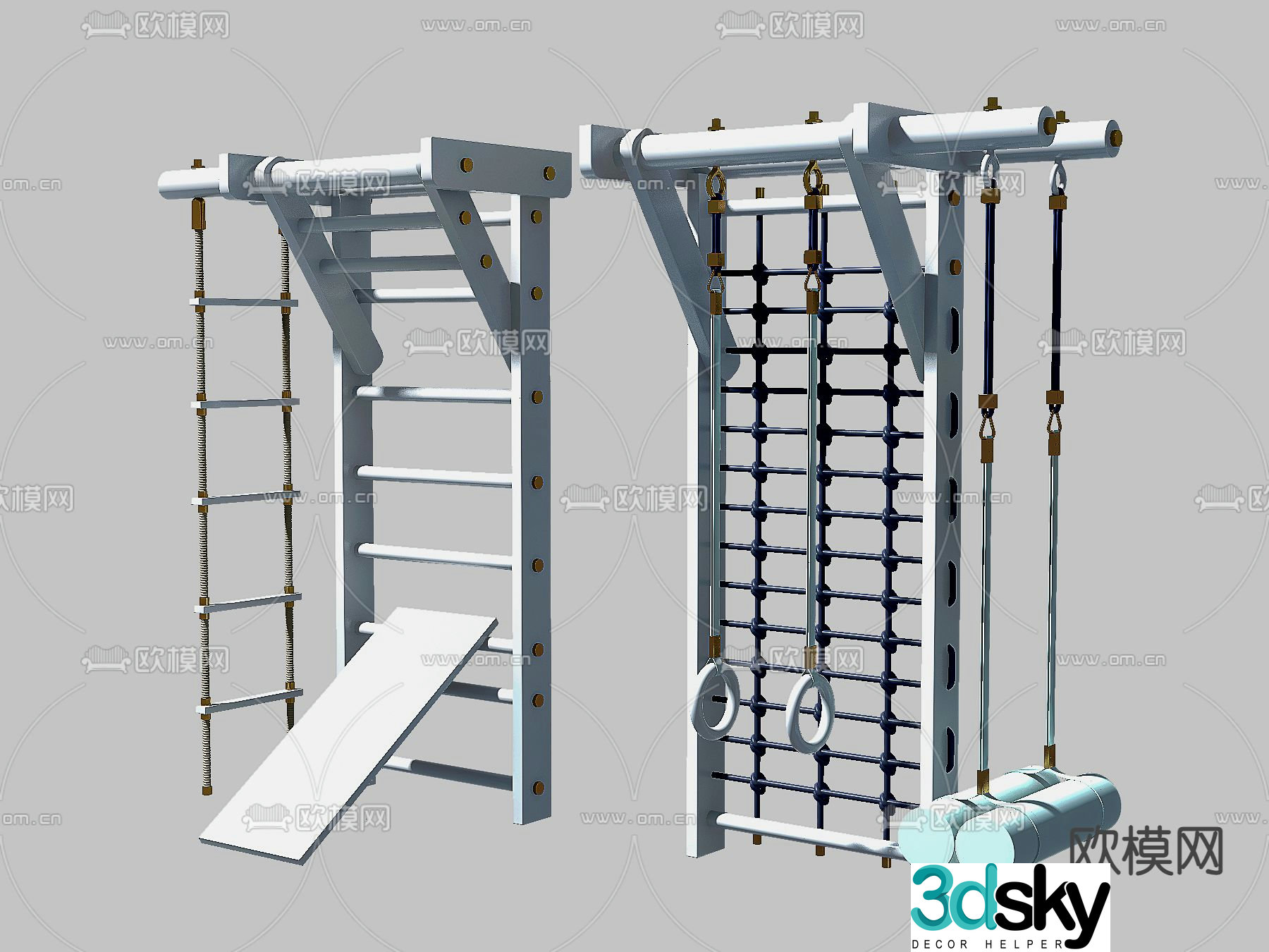 Modern children's climbing ladder fitness equipment 3d model