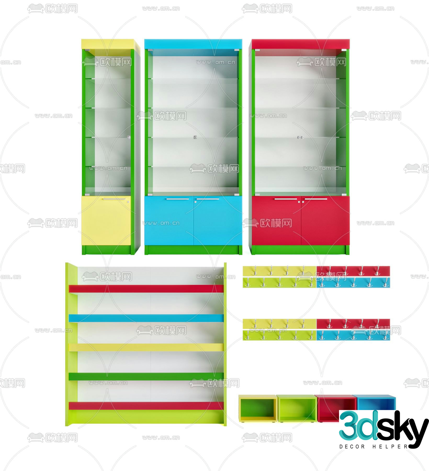 Modern children’s bookcase 3d model