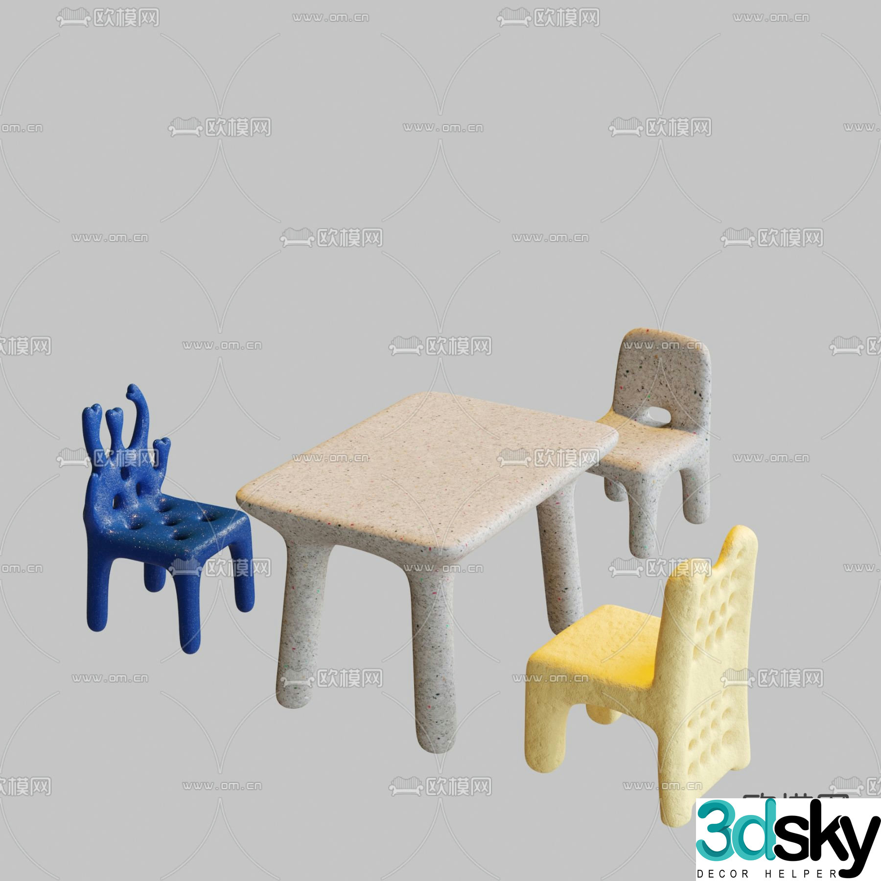 Modern children’s table and chair 3d model