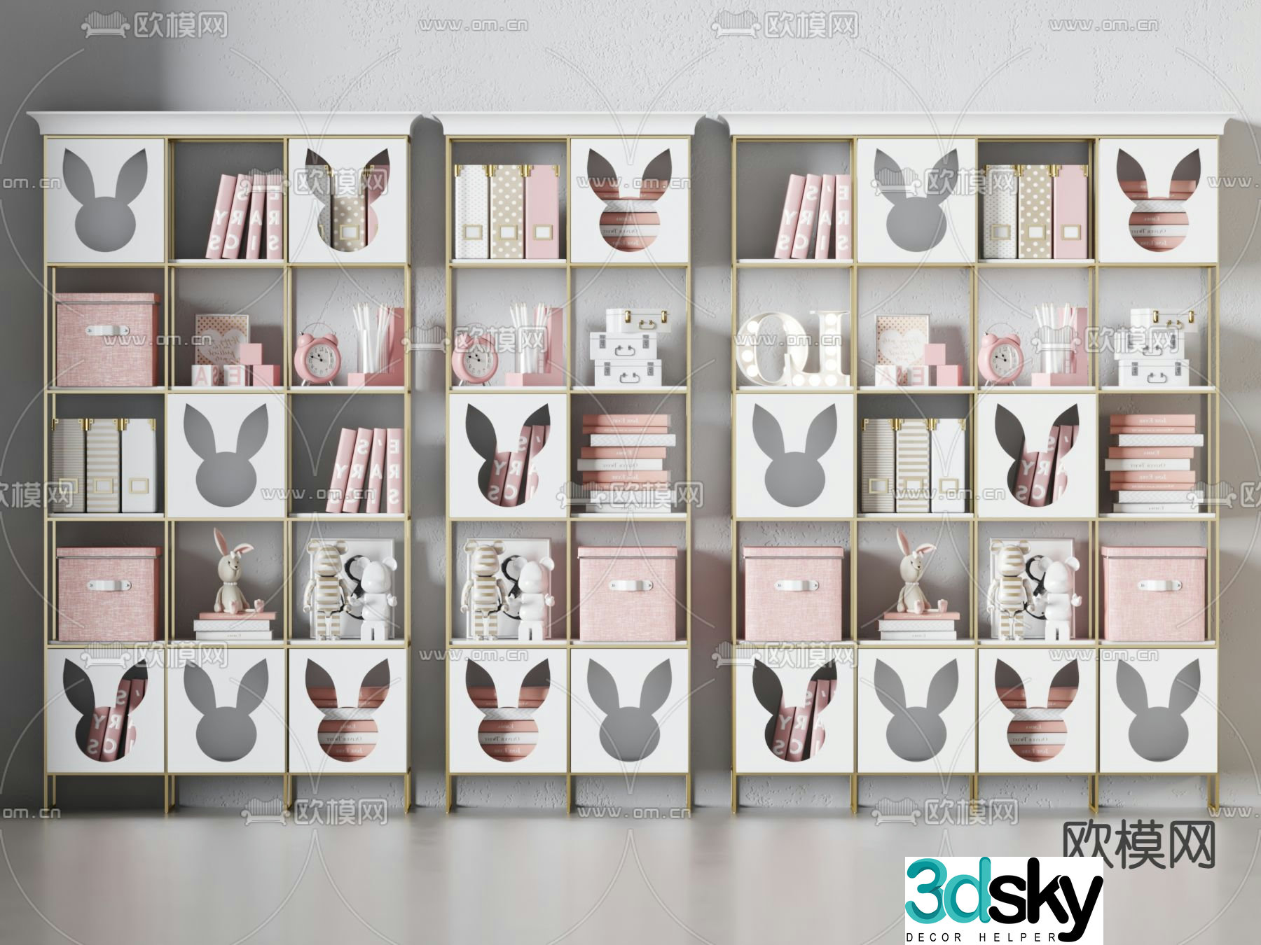 Modern bookcase children’s decorative cabinet 3d model