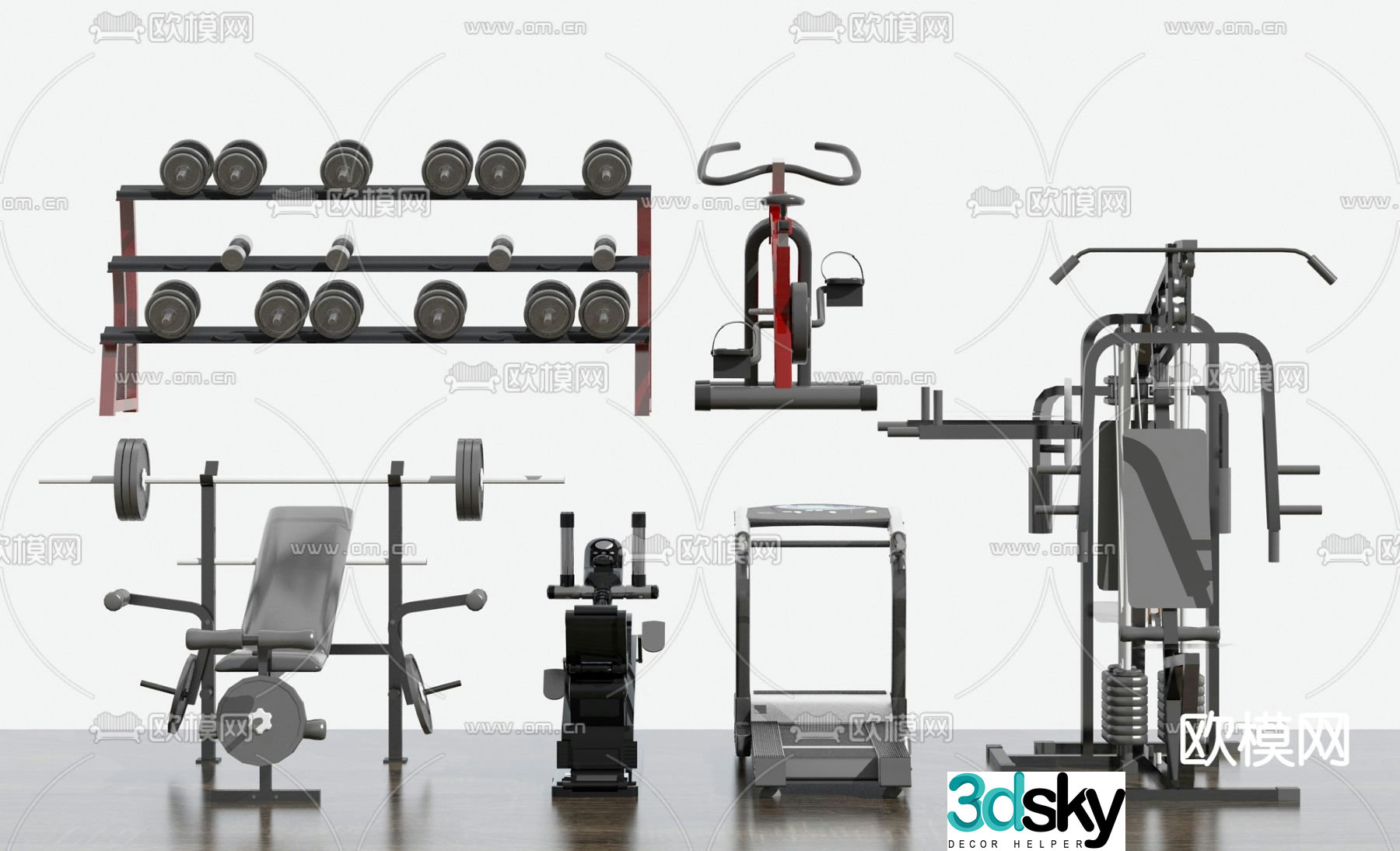 Modern fitness equipment 3d model