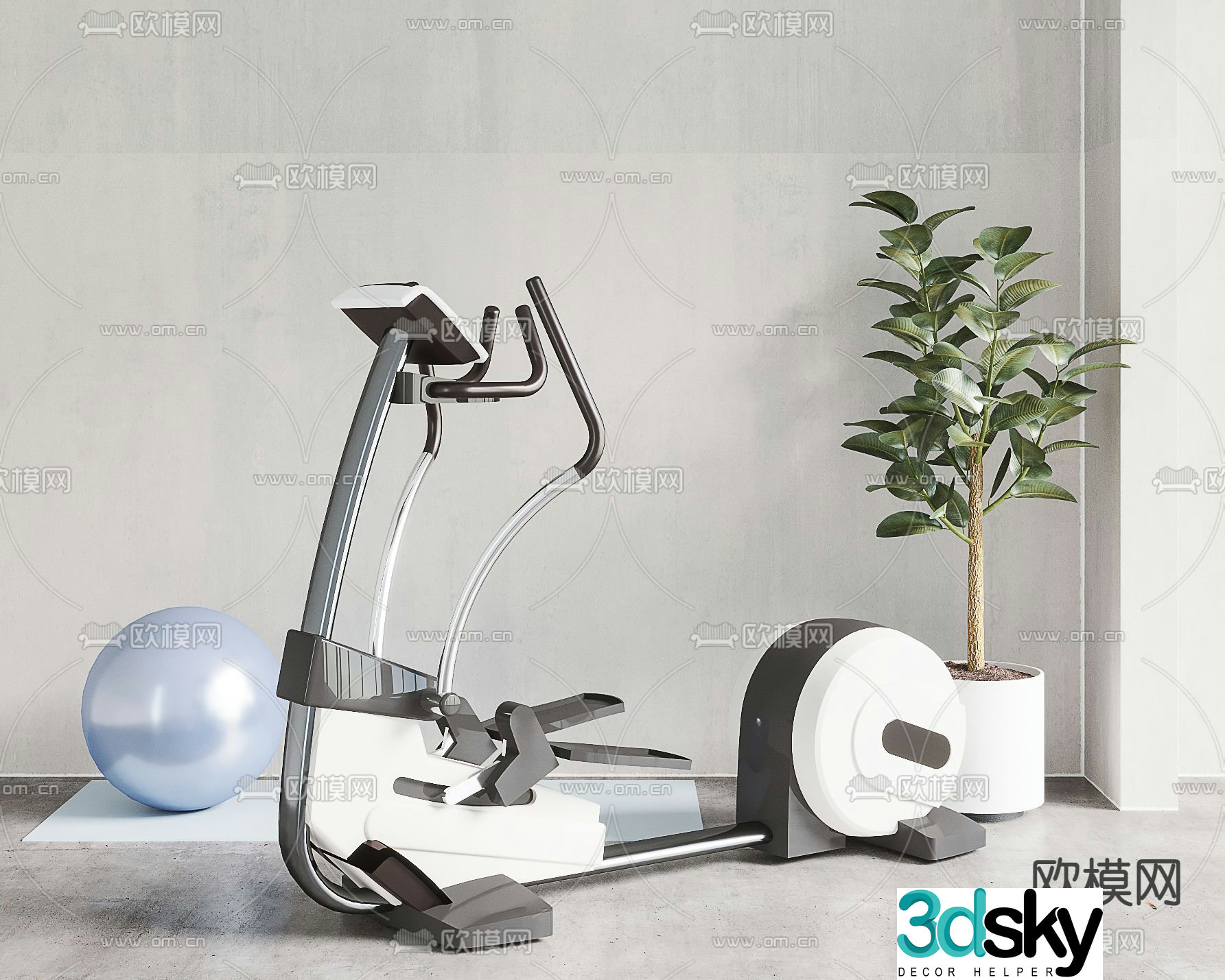 Modern exercise bike 3d model
