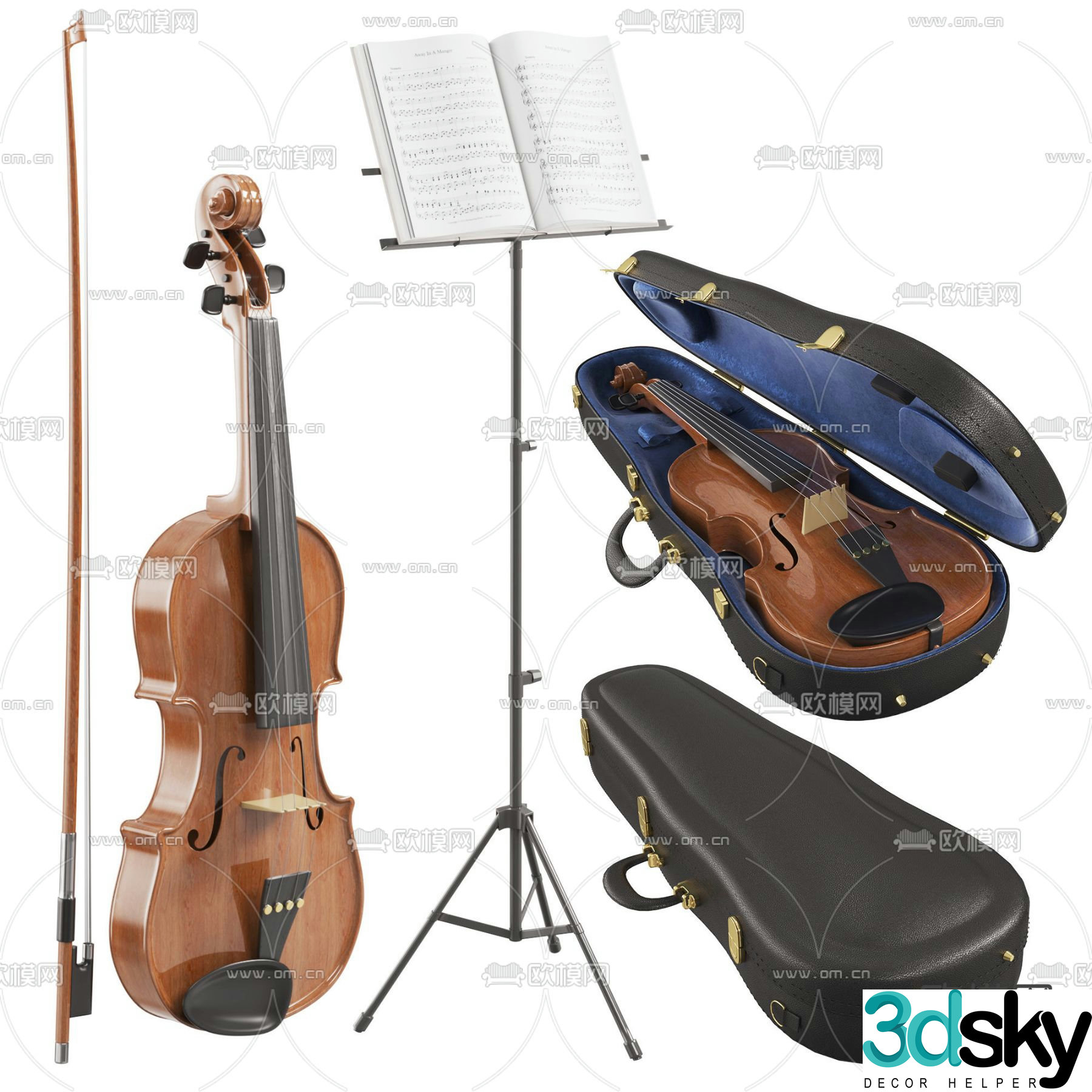 Modern violin 3d model