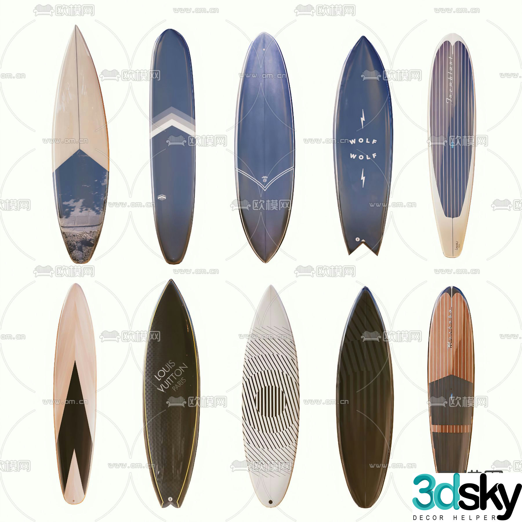 Modern surfboard 3d model