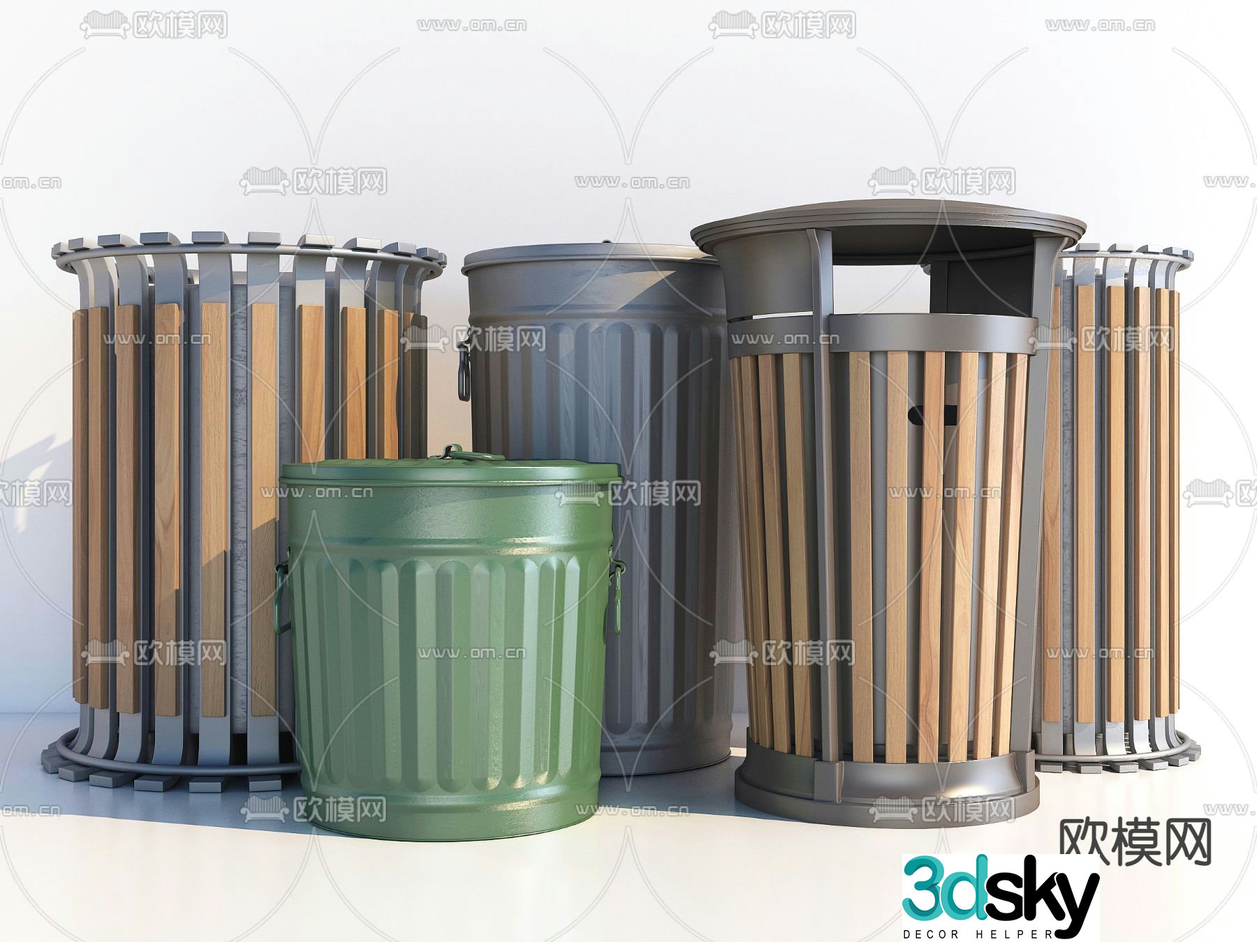 Modern outdoor trash can 3d model