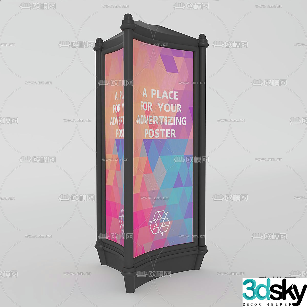 Simple European billboard free 3d model