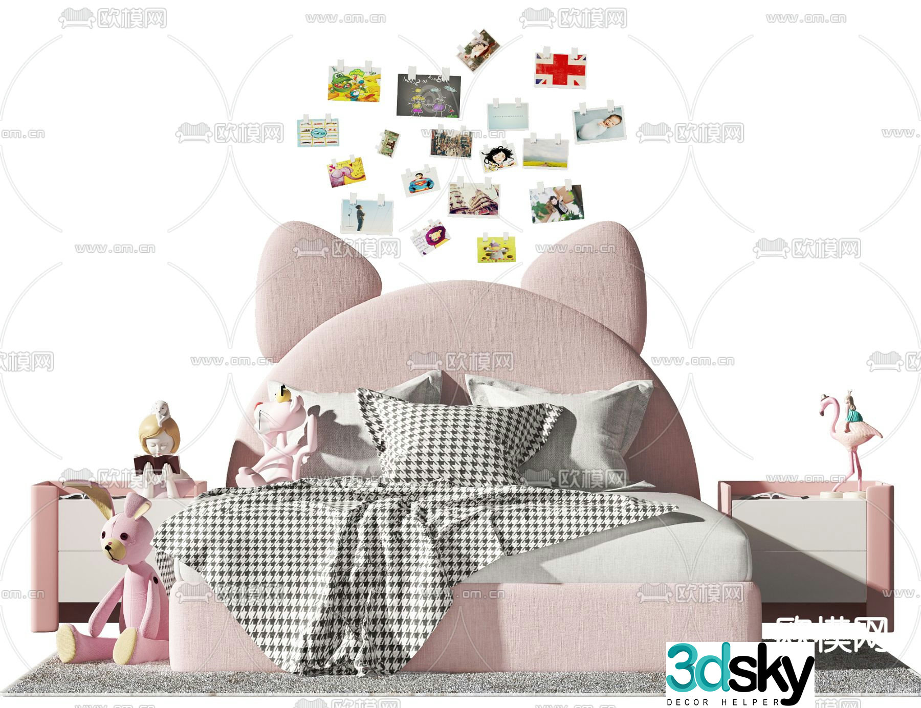 Modern fabric children’s bed 3d model