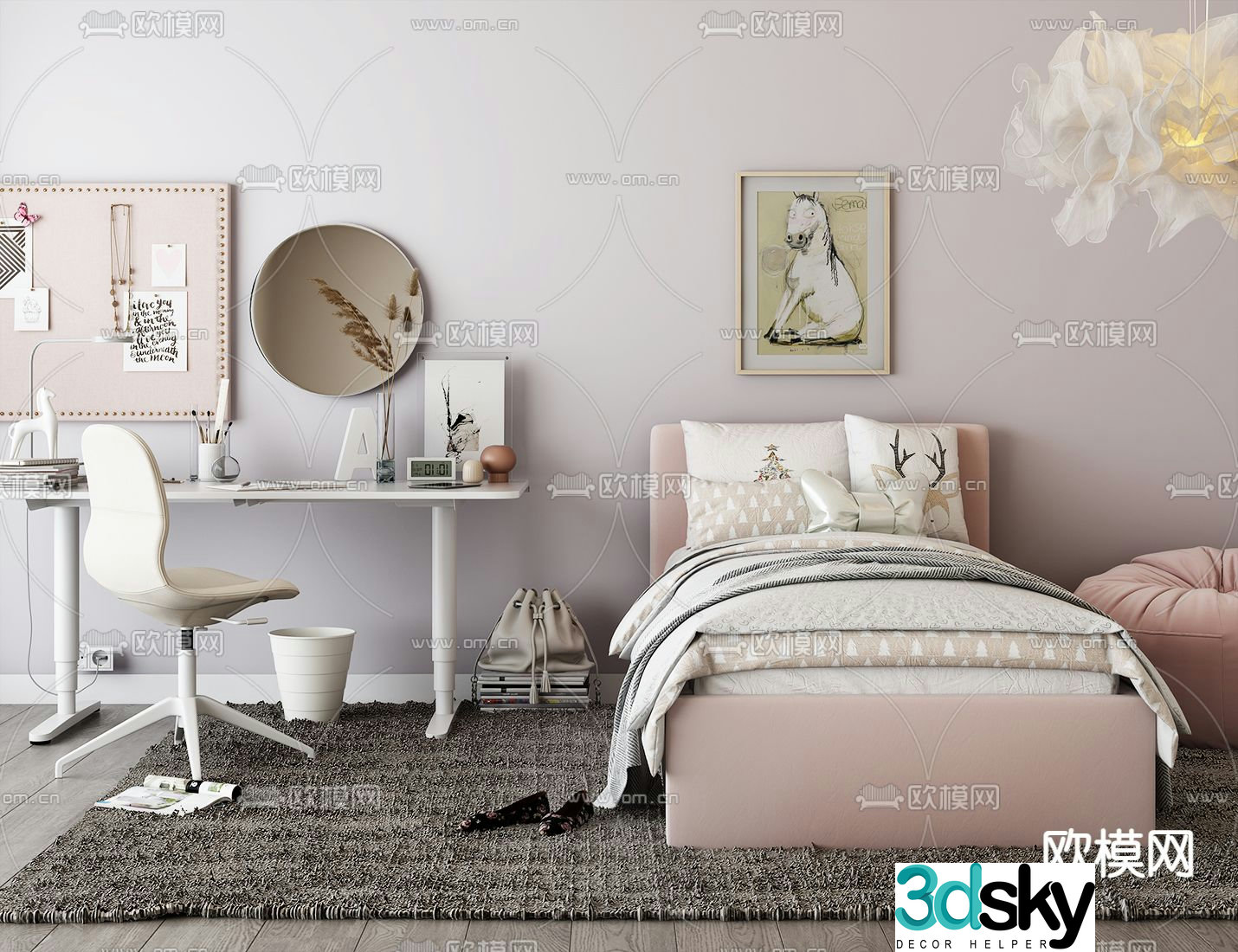 Modern fabric children’s bed 3d model