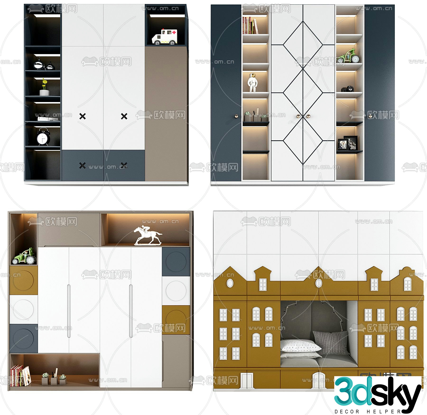 Modern multifunctional children’s wardrobe 3d model