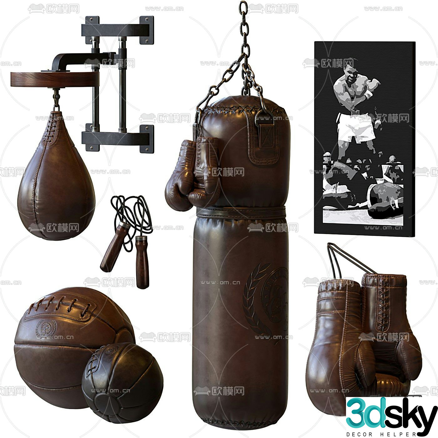 Modern leather sandbag 3d model