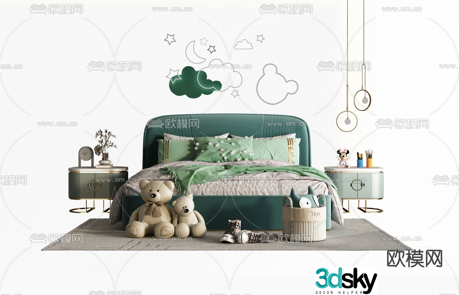 Modern flannel children’s bed 3d model