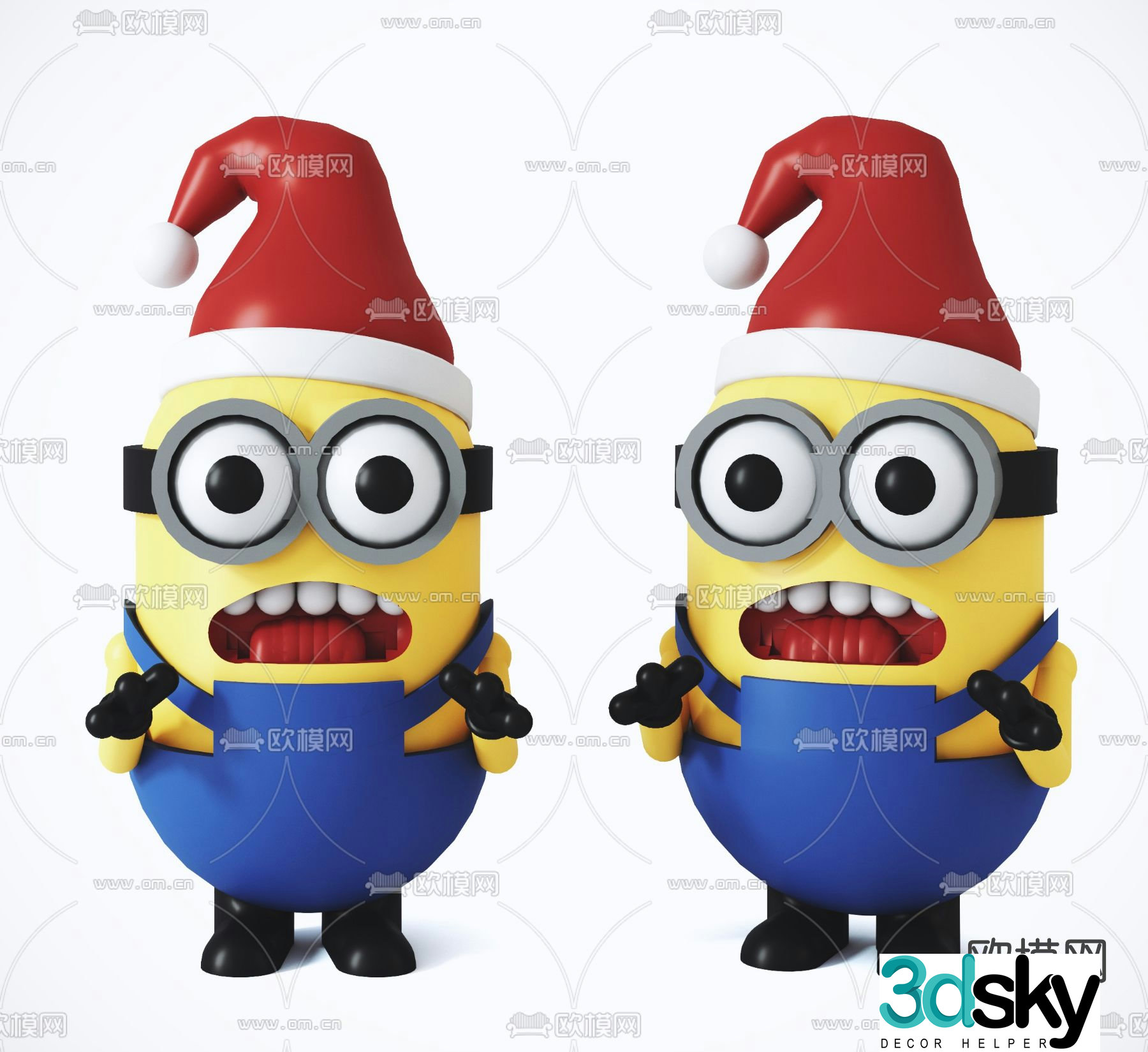 Modern Christmas minion toy 3d model