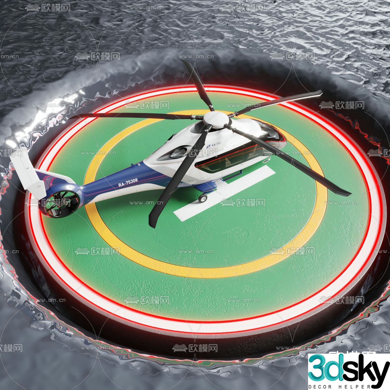 Modern helicopter airplane 3d model