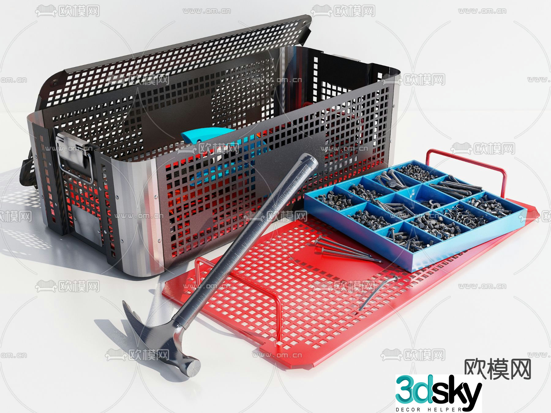 Modern repair equipment toolbox 3d model