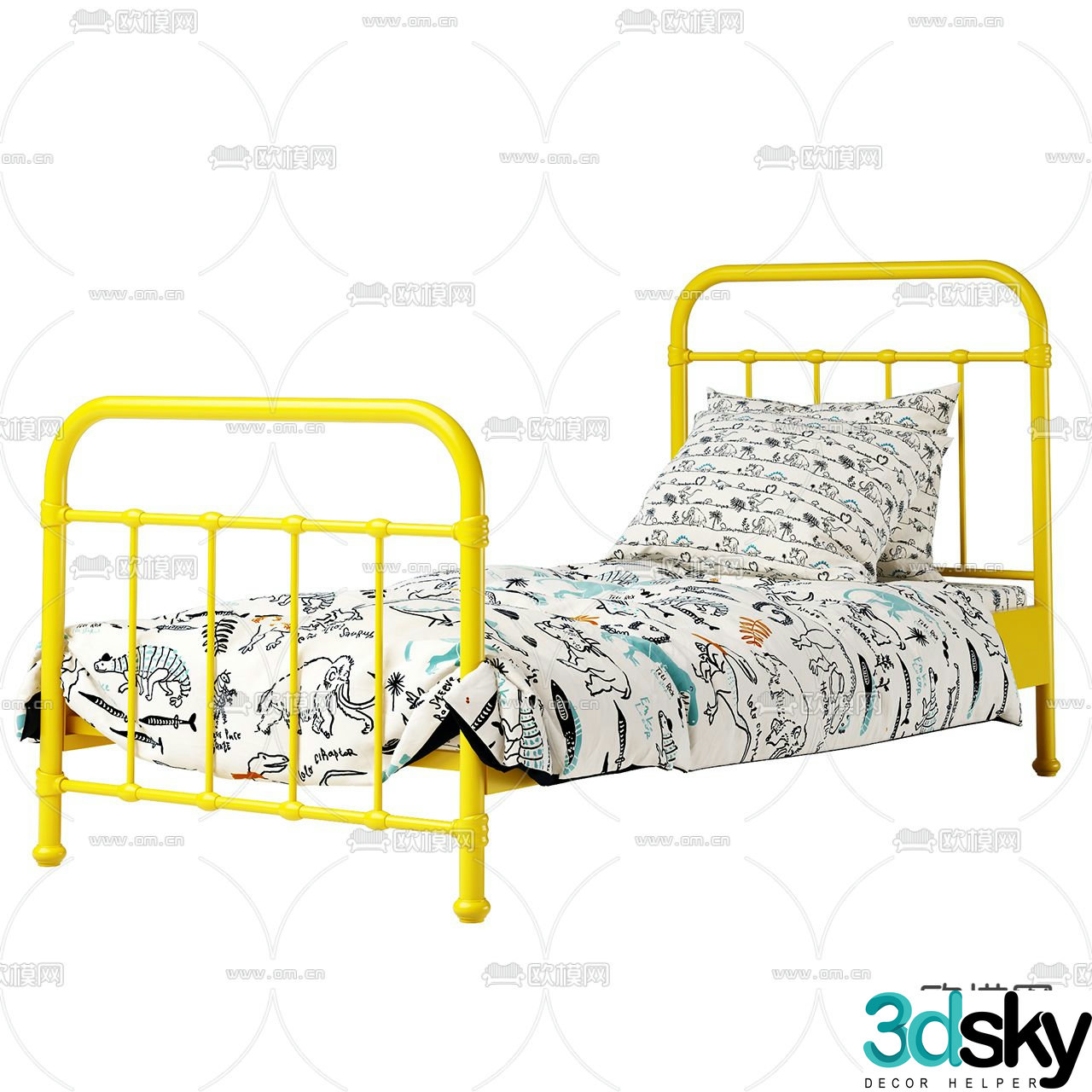 Modern metal children’s bed 3d model