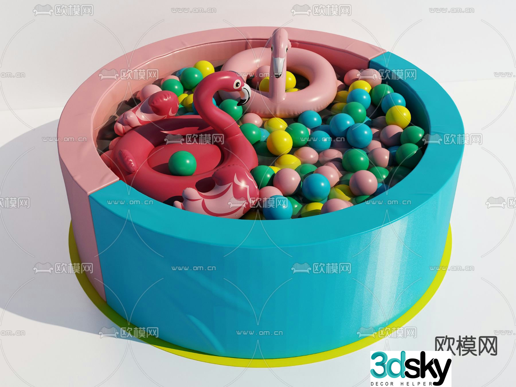 Modern pool swimming ring ocean ball 3d model