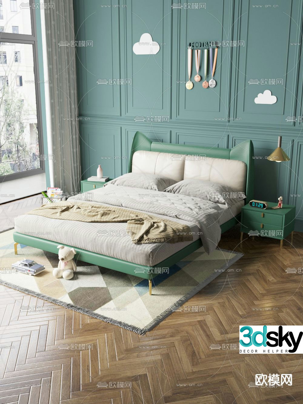 Modern leather children’s bed 3d model