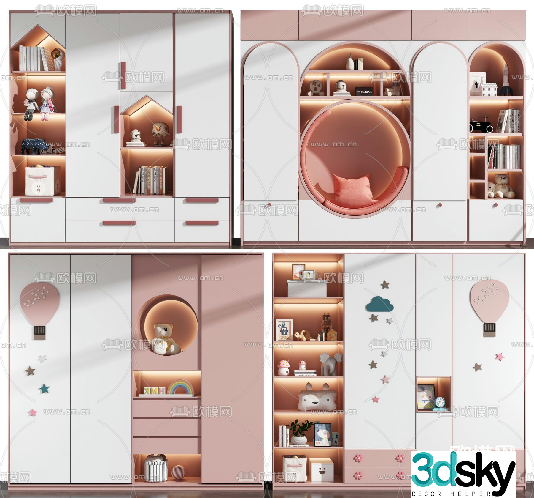 Modern children’s wardrobe 3d model