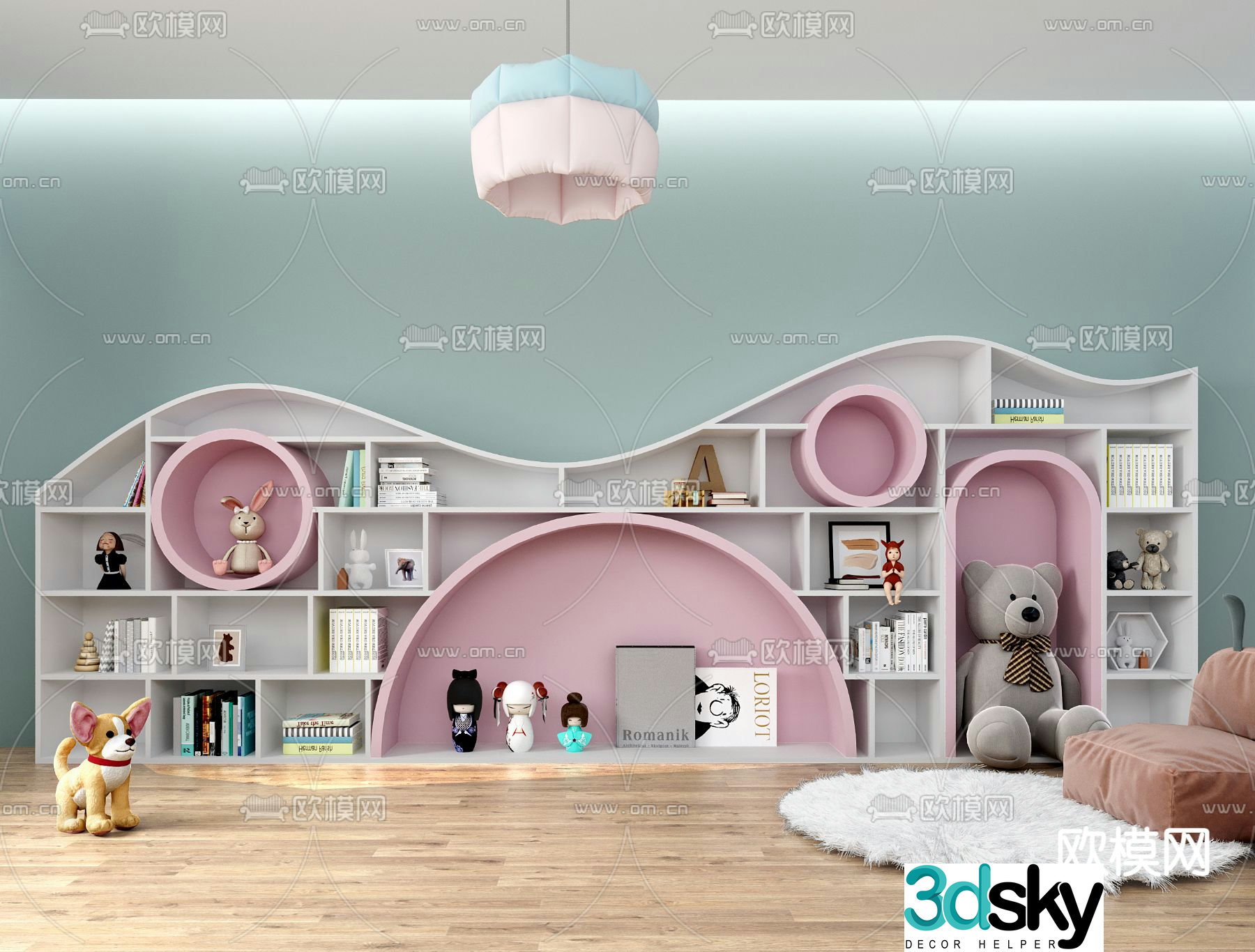 Modern children’s bookcase toy cabinet 3d model