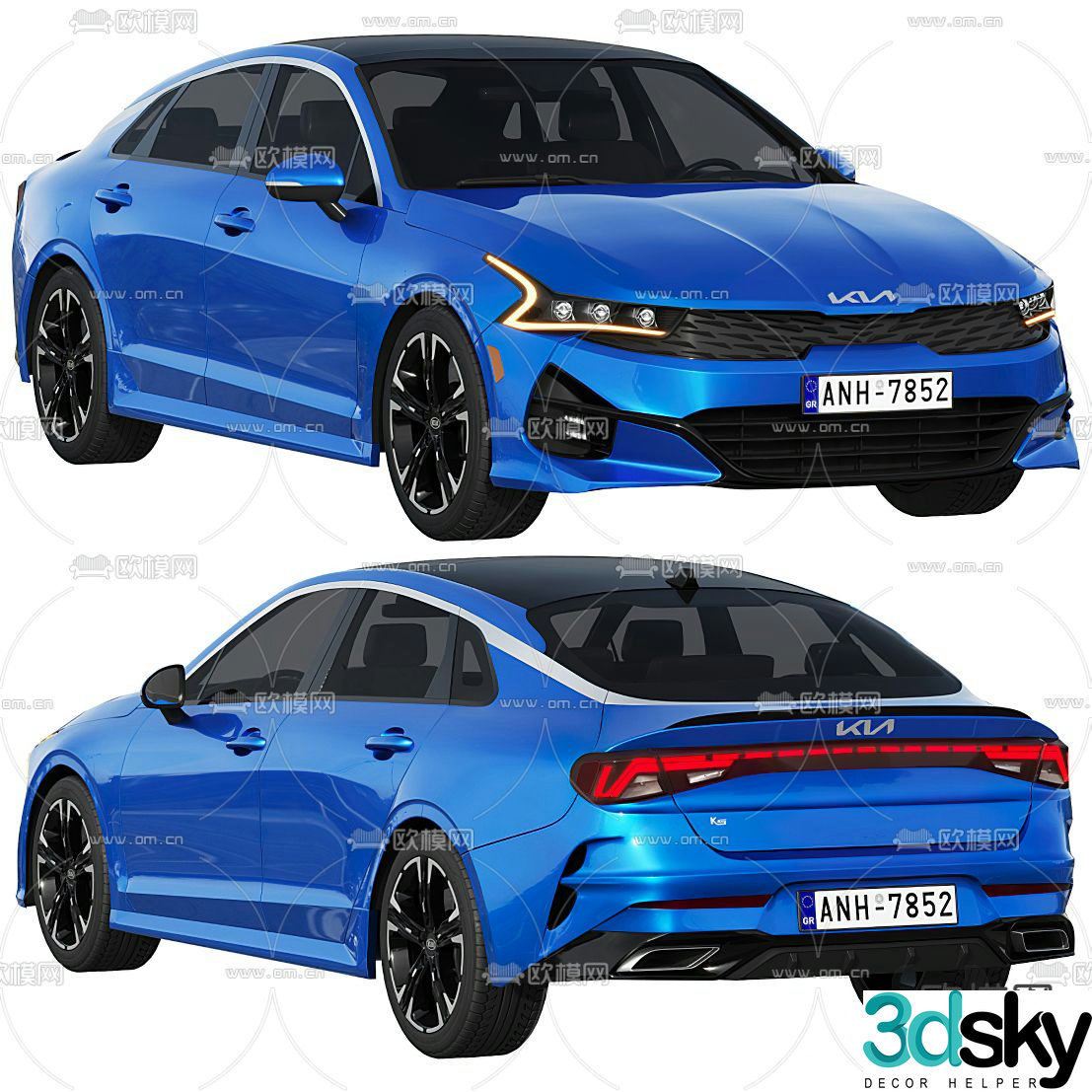 modern sedan car 3d model
