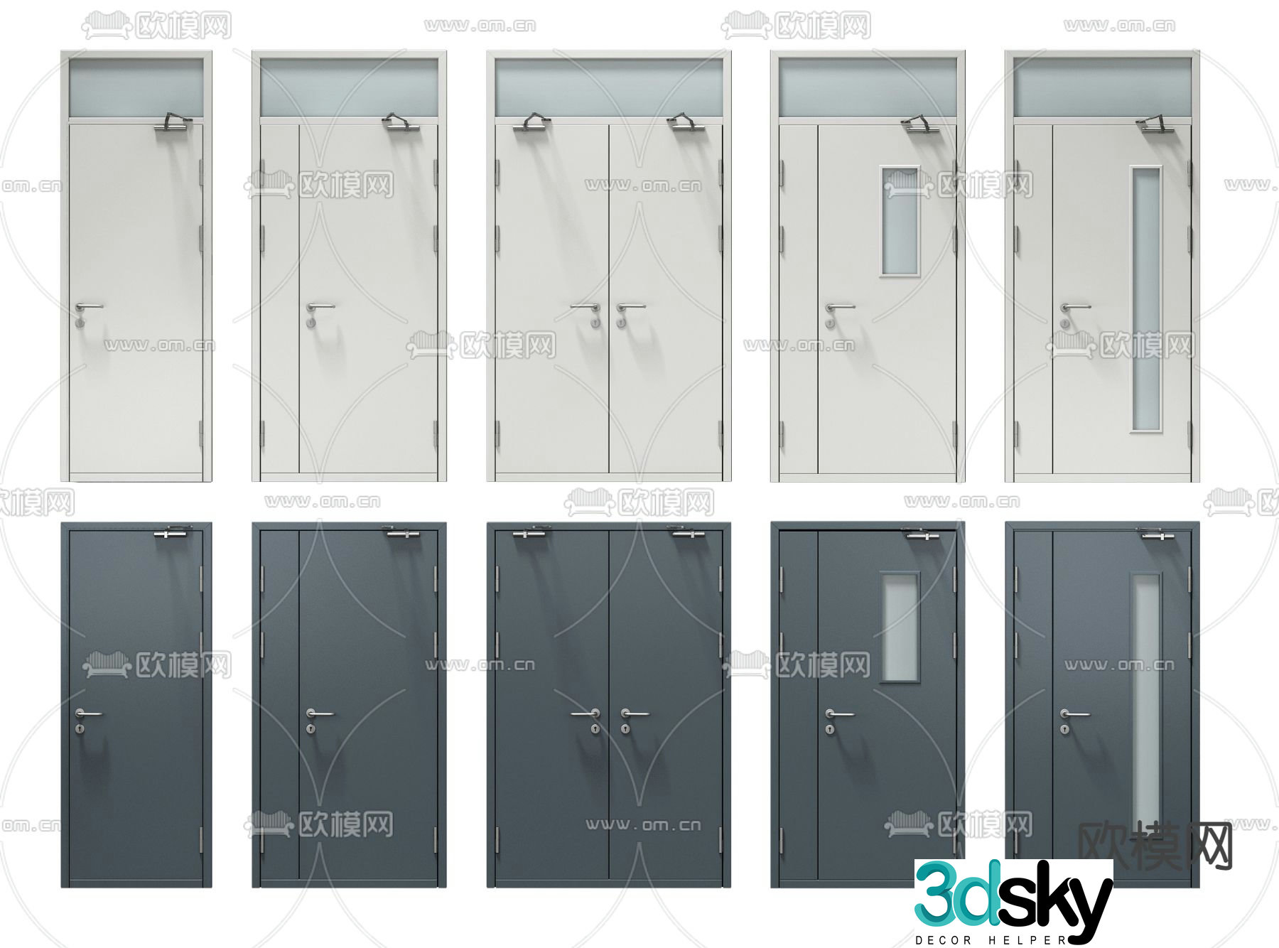 Modern security door fire door 3d model