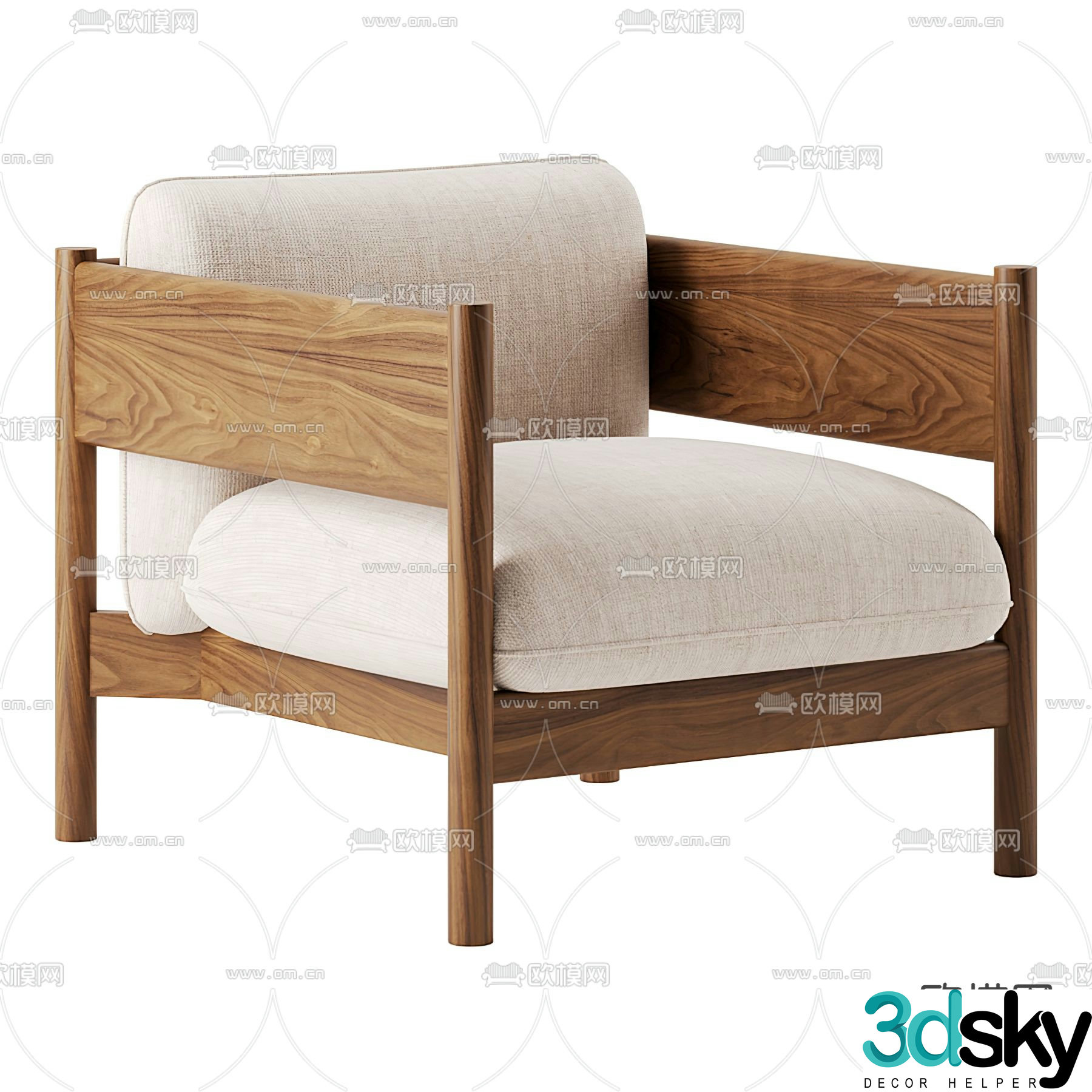 Molteni&C Nordic fabric lounge chair 3d model