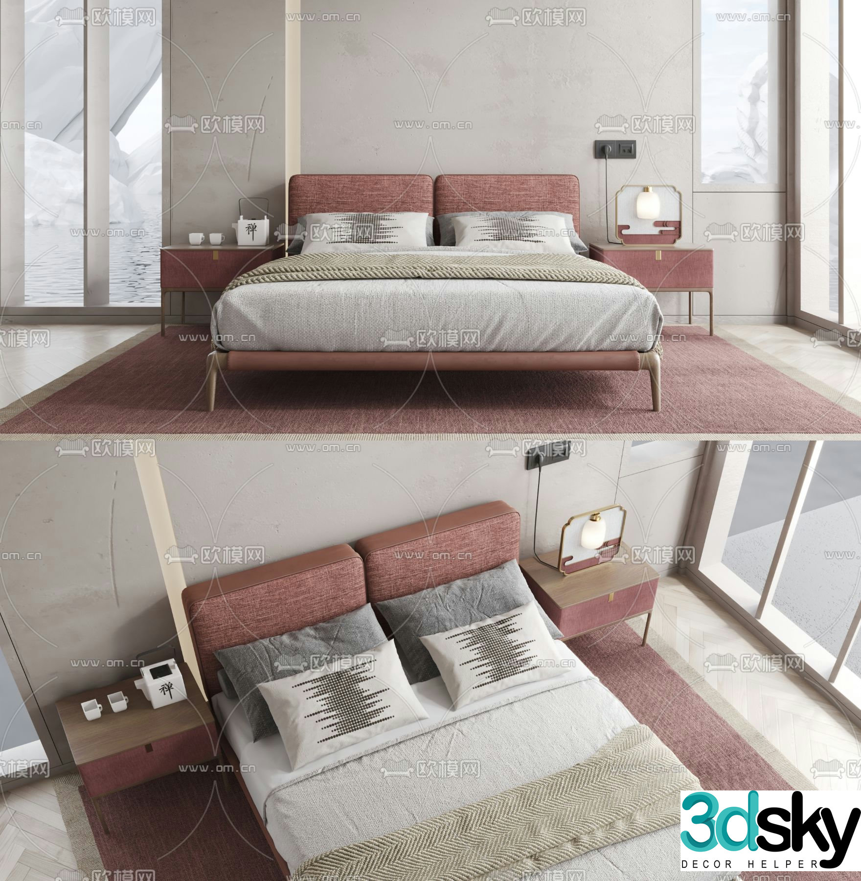 BAXTER fabric double bed 3d model