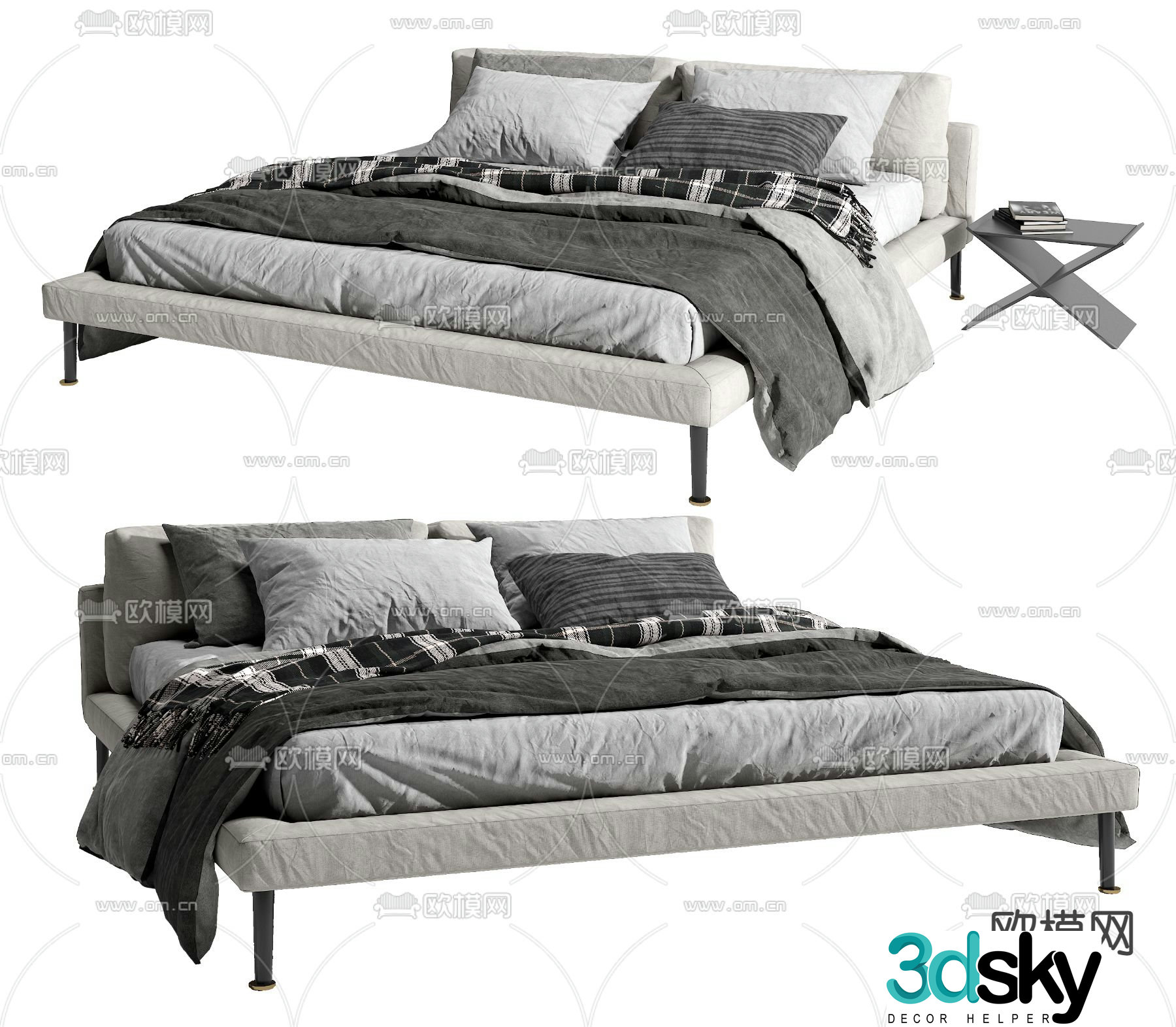 B&B Italia modern fabric double bed 3d model