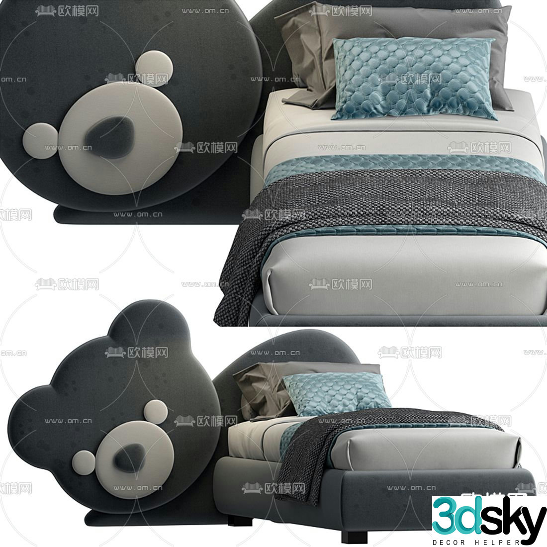 Modern fabric children’s bed 3d model