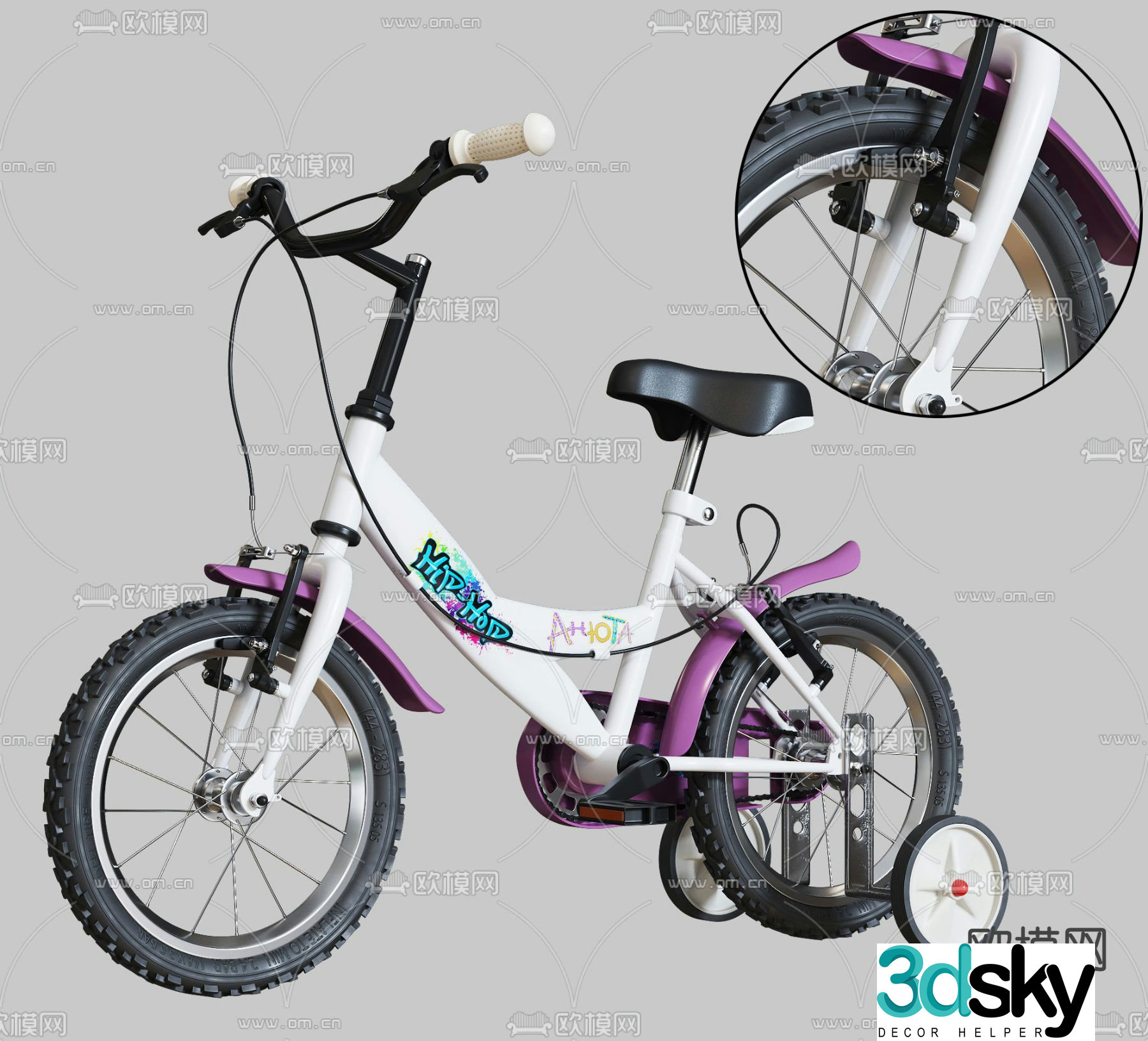 Modern children’s bicycle 3d model