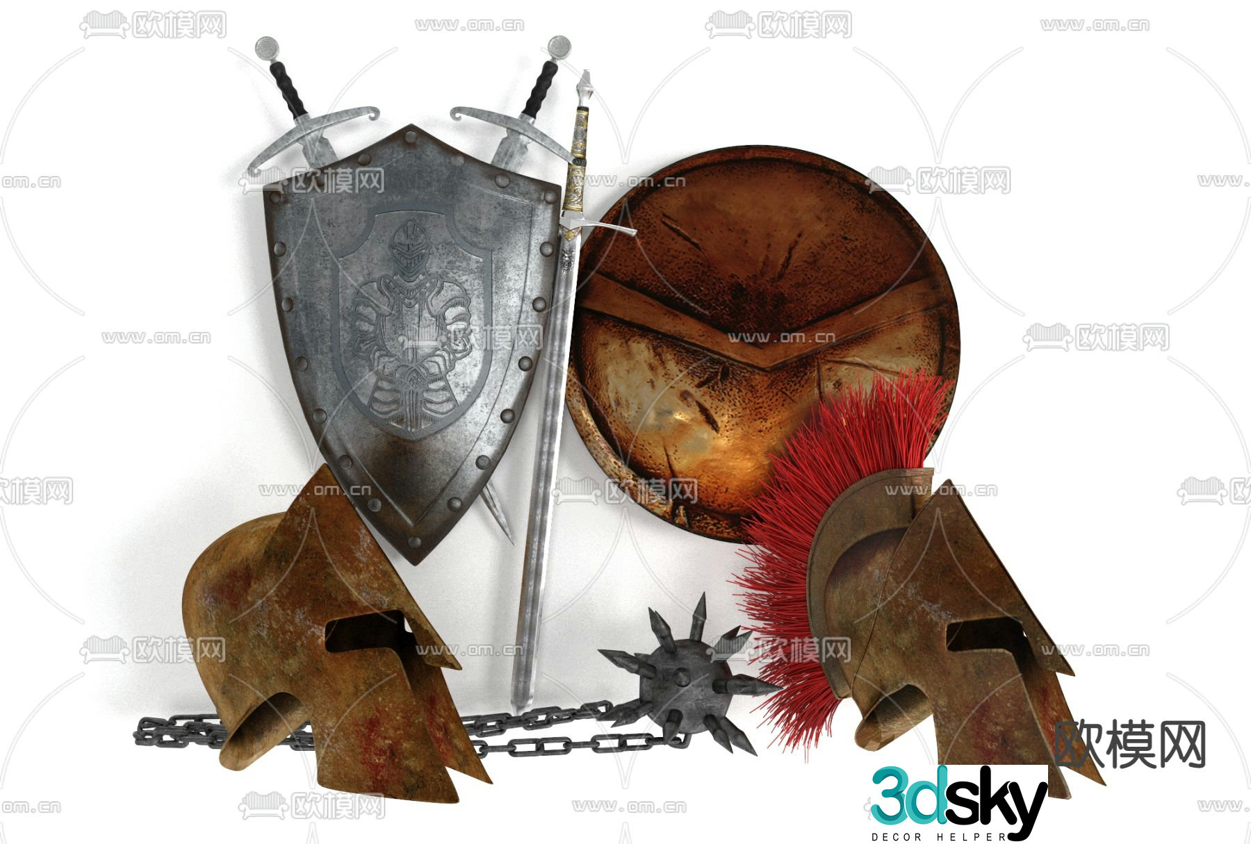 Industrial style helmet shield weapon free 3d model