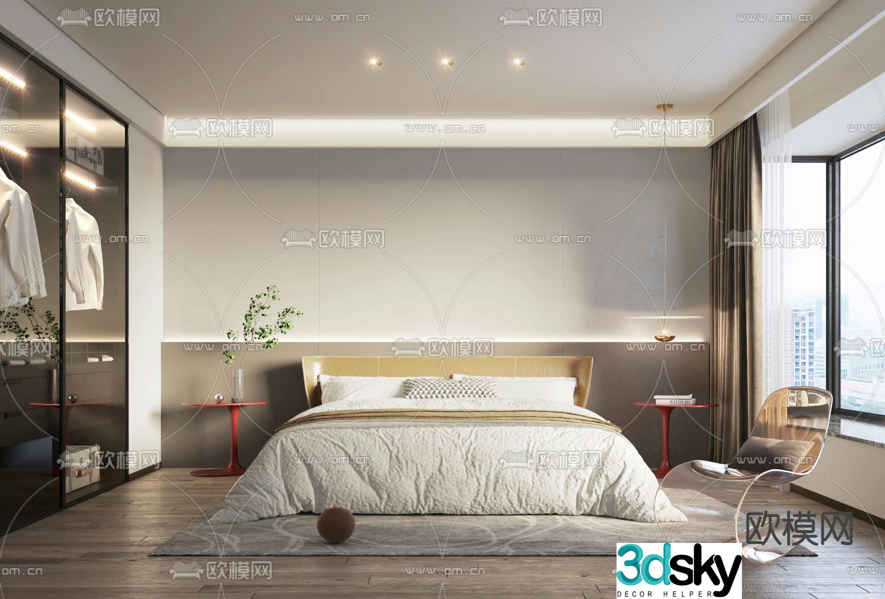B&B Italia modern bedroom master room 3d model