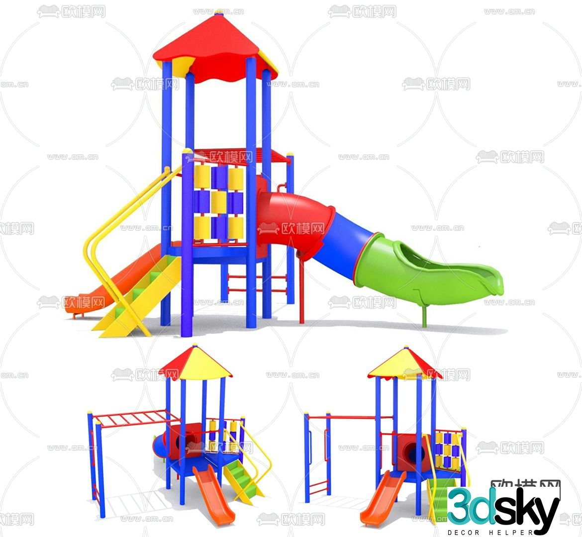 Modern children's slide amusement equipment 3d model