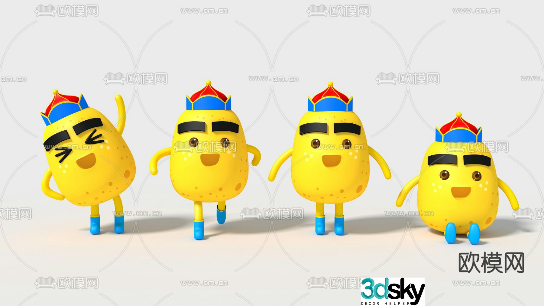 Modern children’s toy cartoon potato 3d model