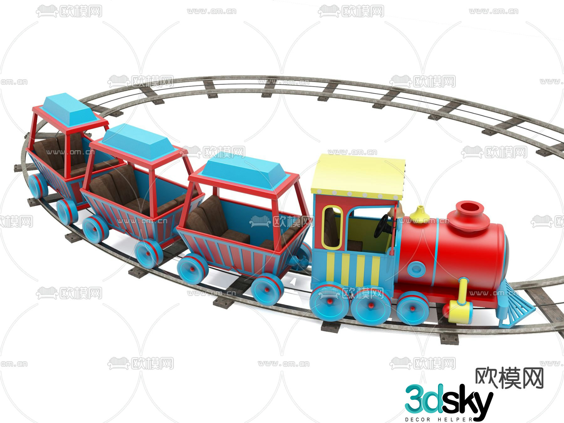 Modern children’s toy train 3d model