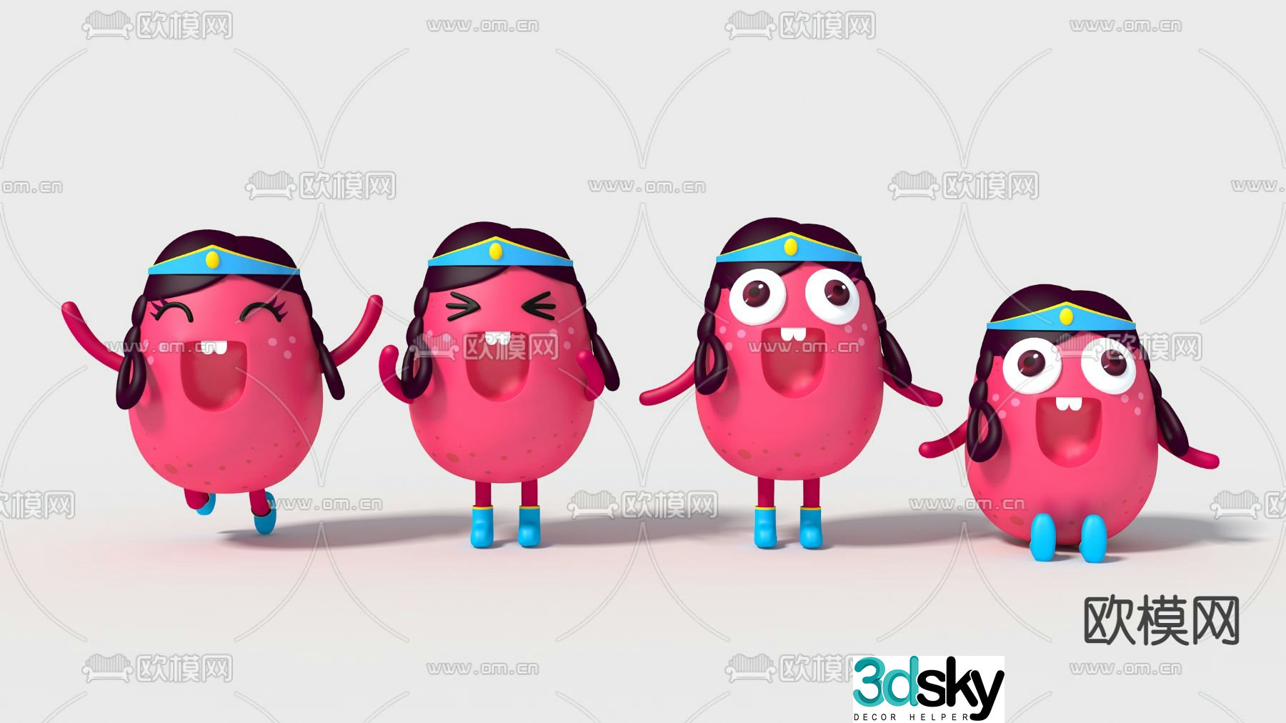 Modern cartoon red potato toy 3d model