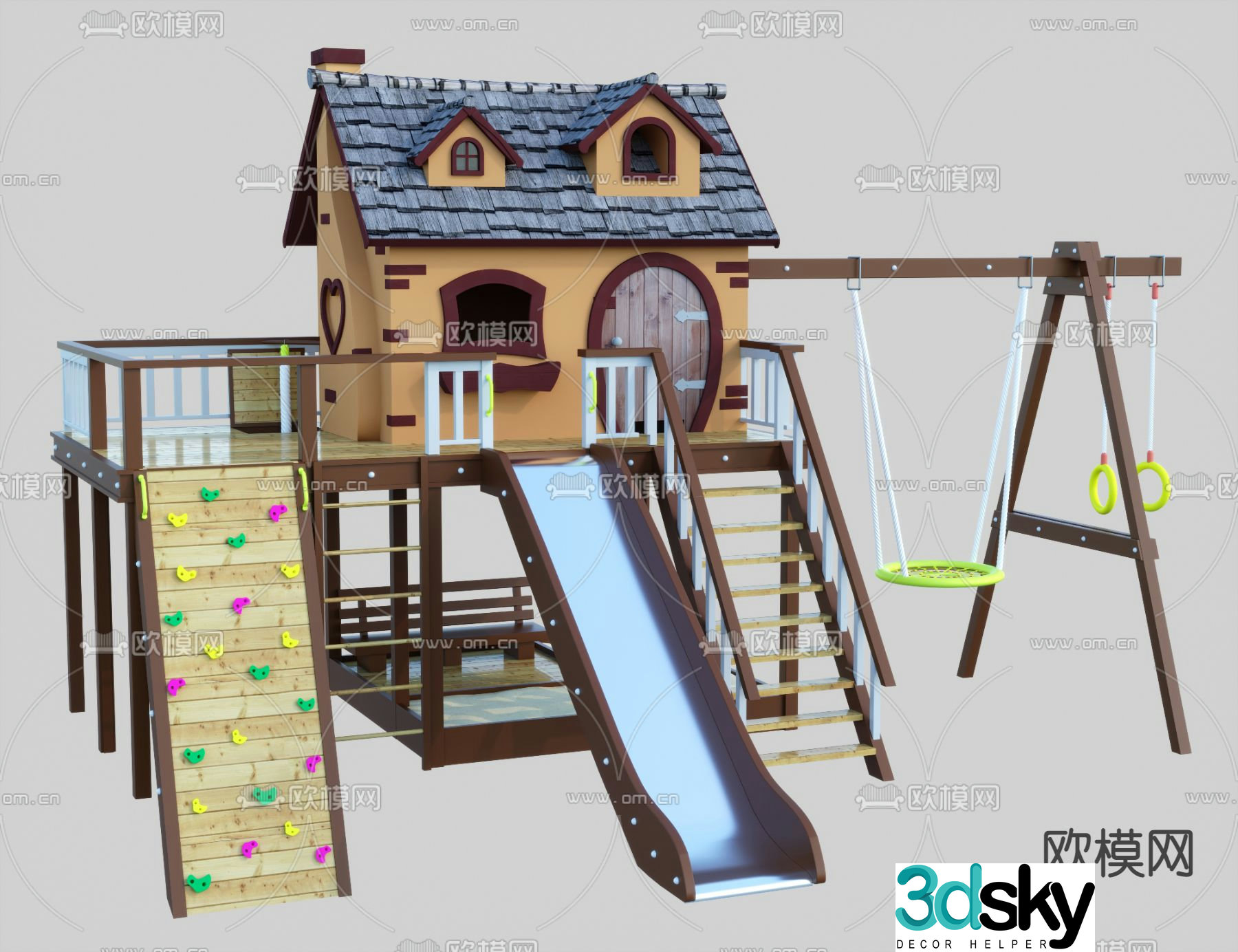 Modern children's play equipment slide 3d model