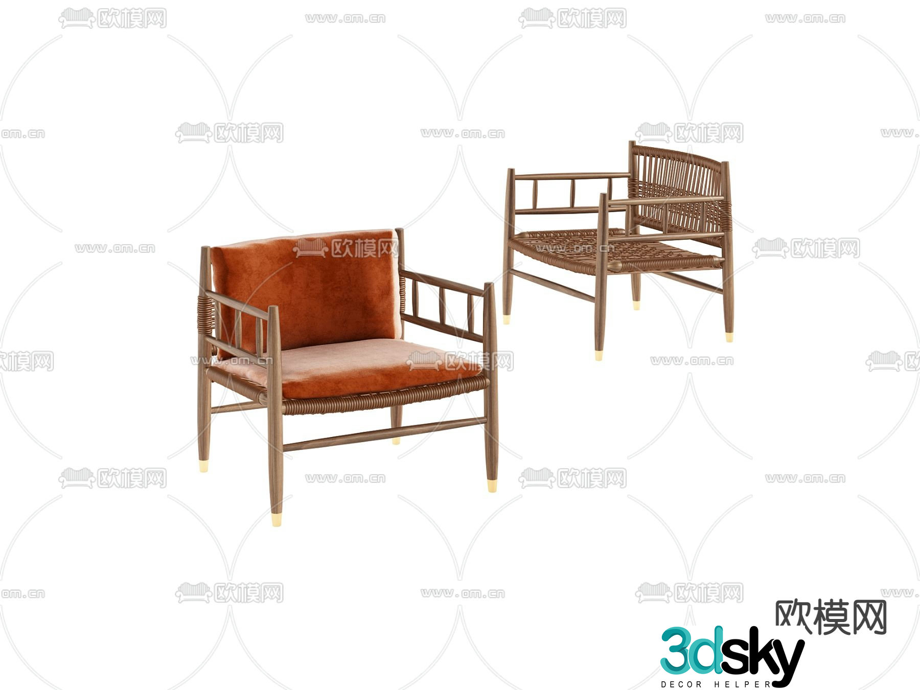 FLEXFORM solid wood leisure chair 3d model