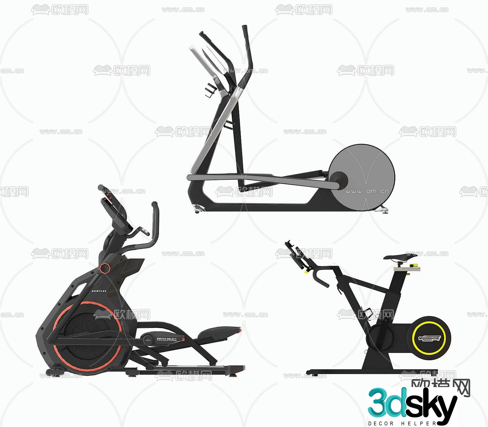 Modern running and climbing machine fitness equipment 3d model