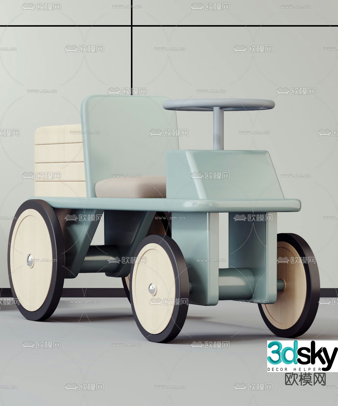 Modern solid wood children’s toy car 3d model