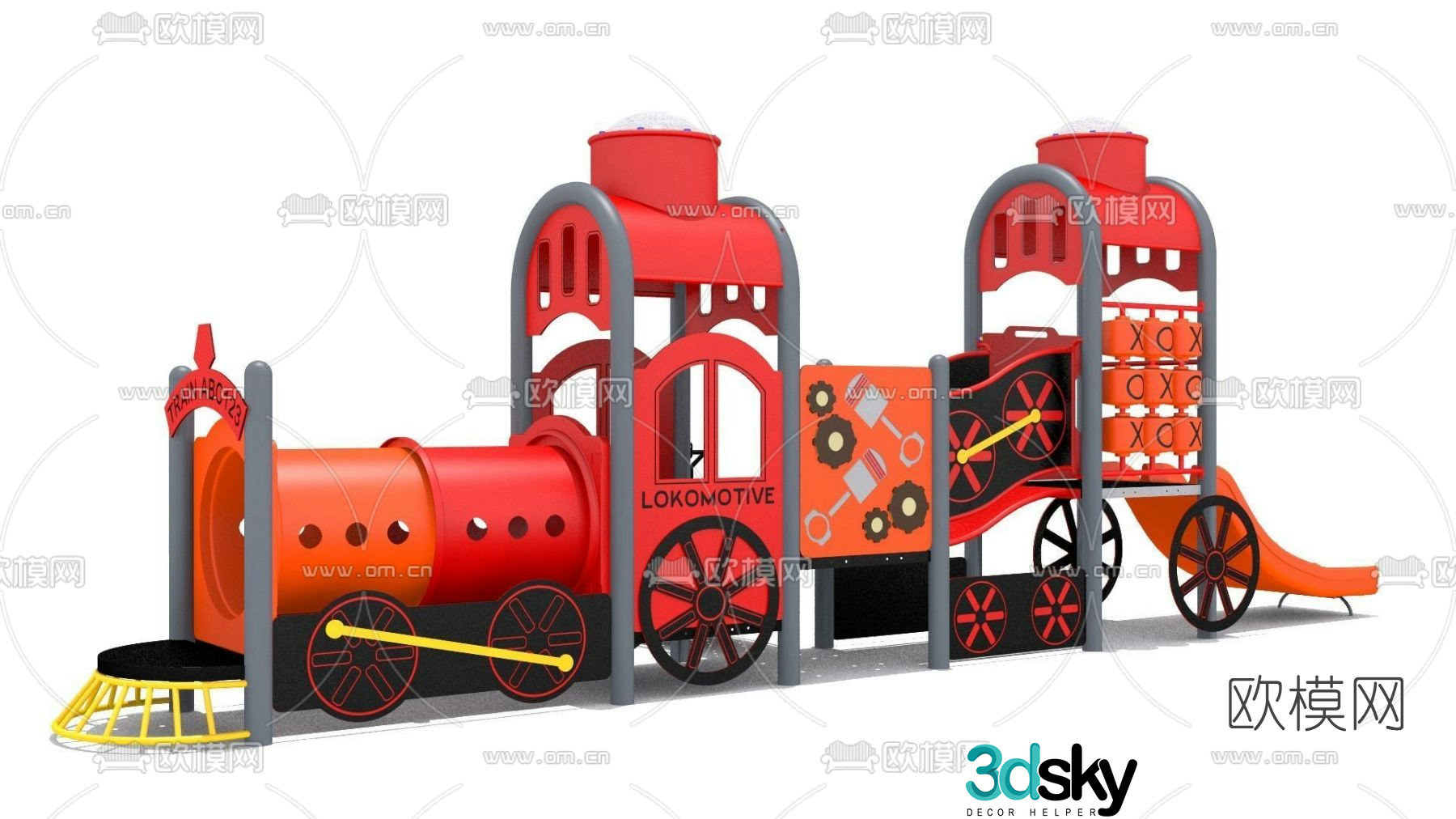 Modern children's play equipment free 3d model
