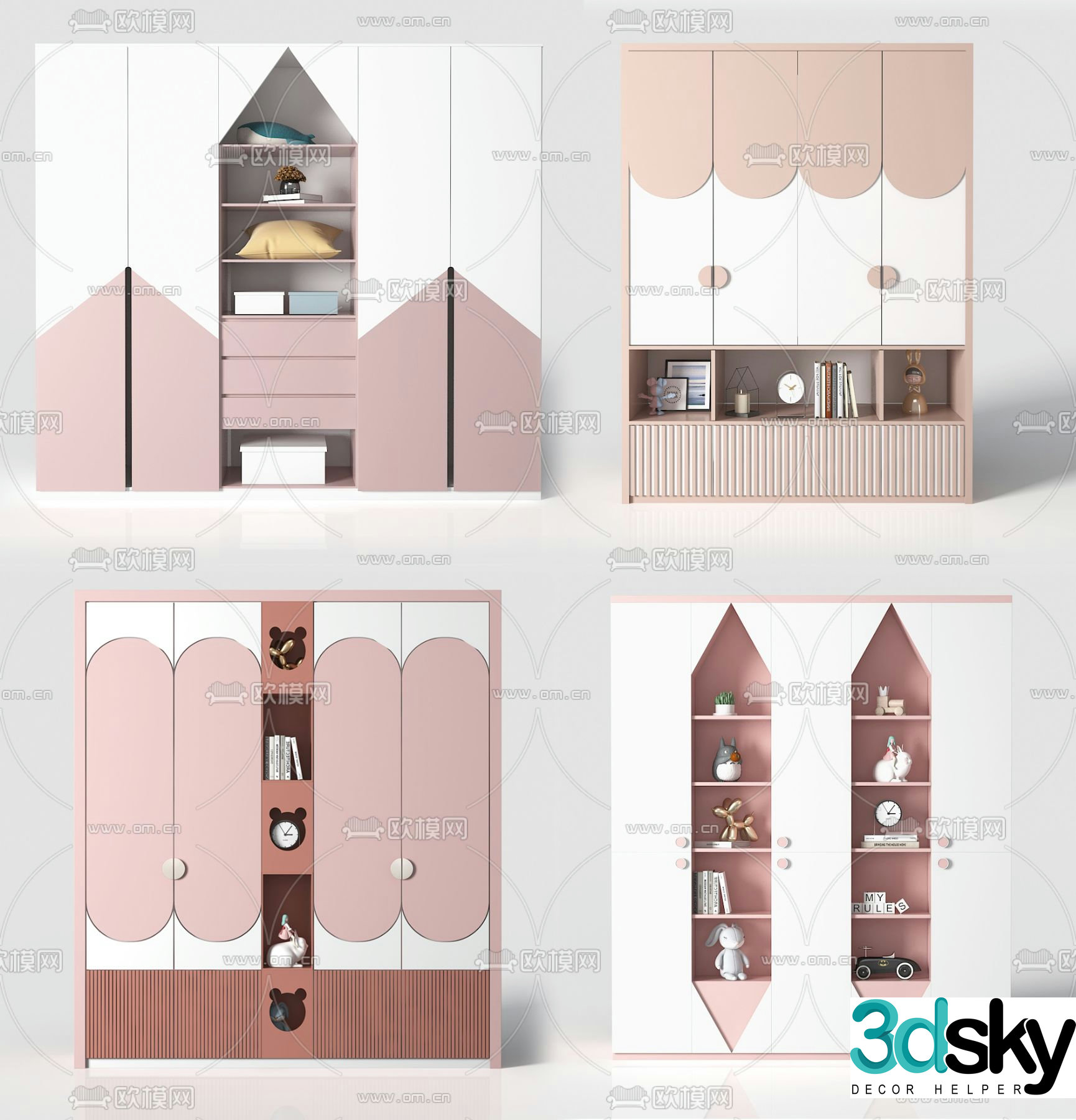 Modern children’s wardrobe decorative cabinet 3d model
