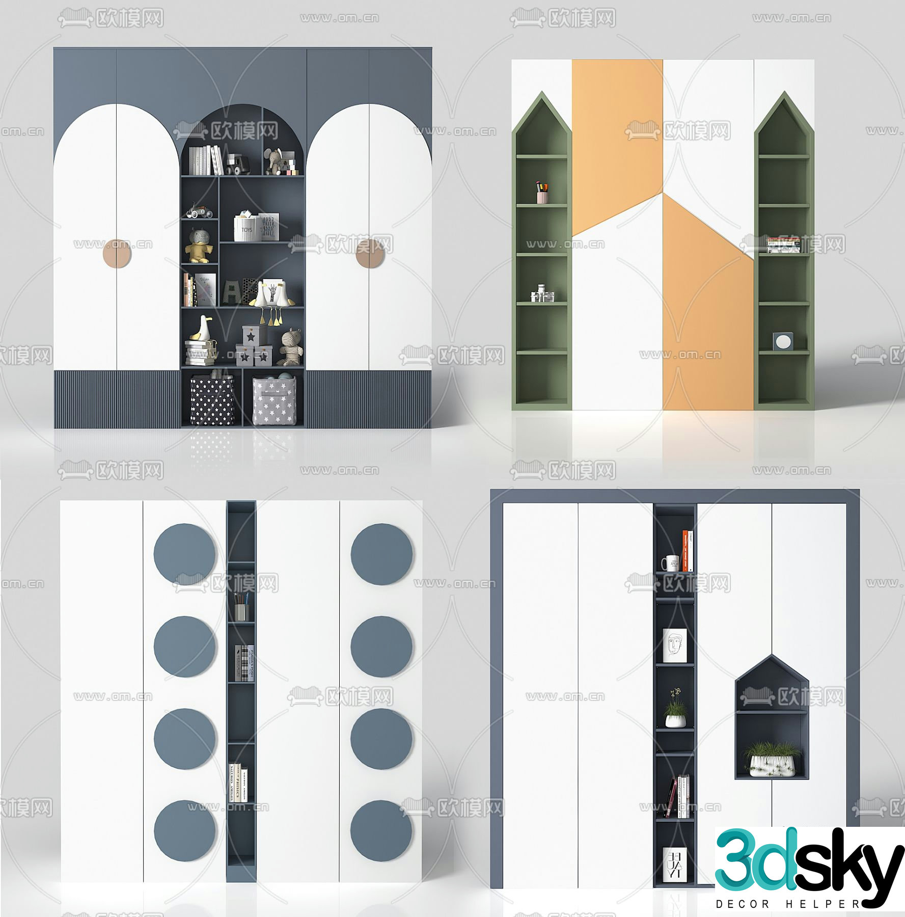 Modern children’s wardrobe decorative cabinet 3d model