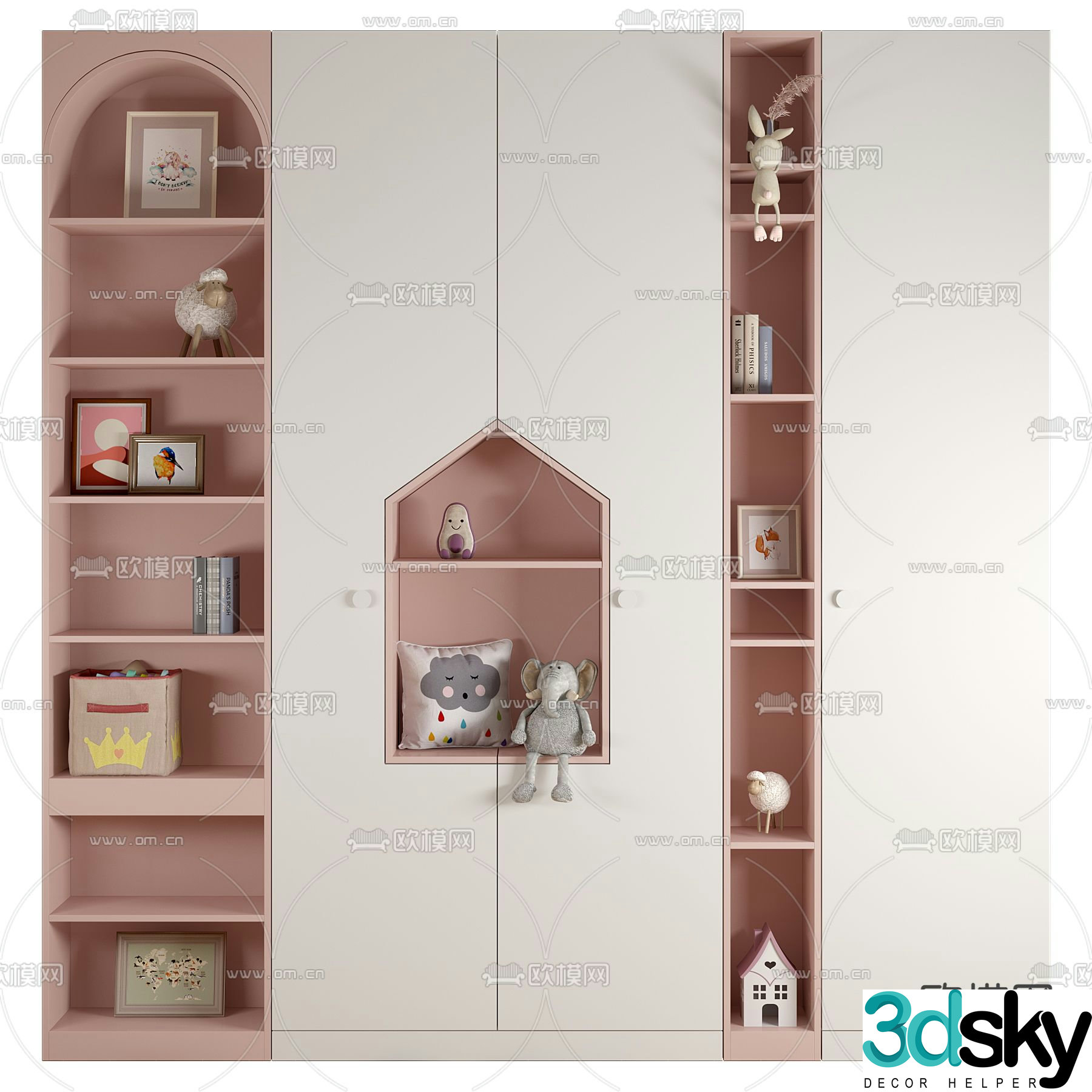 Modern children’s bookcase 3d model