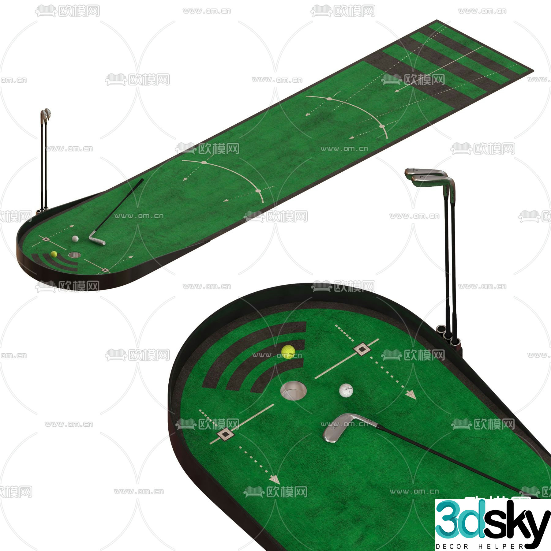 Modern indoor golf putter 3d model
