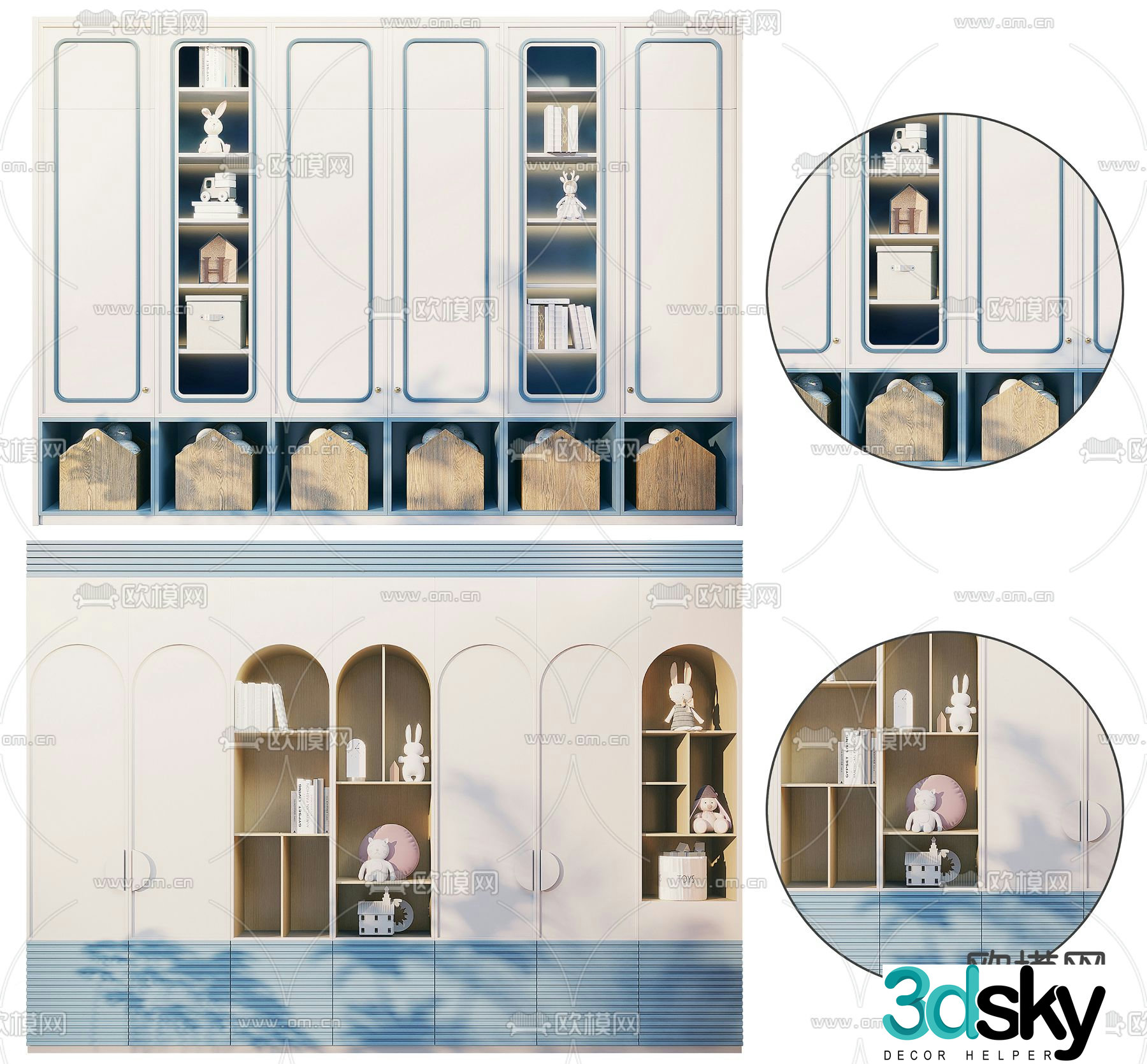 Modern children’s wardrobe bookcase 3d model