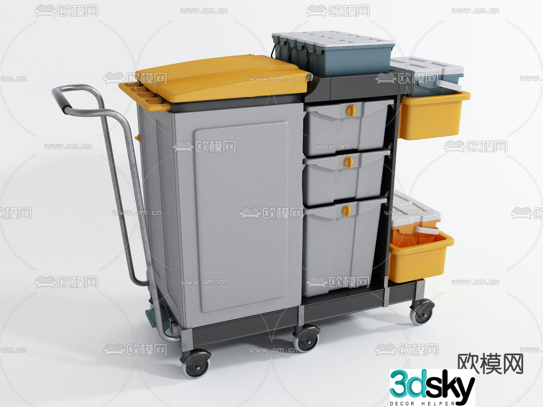Modern tool cart cleaning truck 3d model